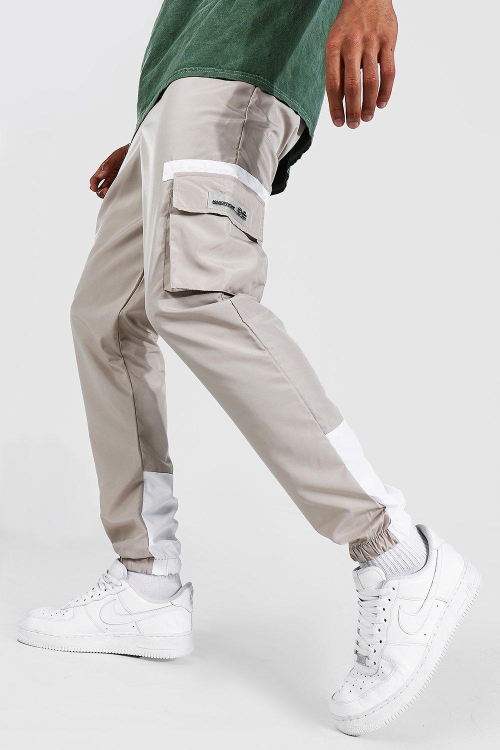 boohooMAN Men's Slim Fit Shell Cargo Jogger