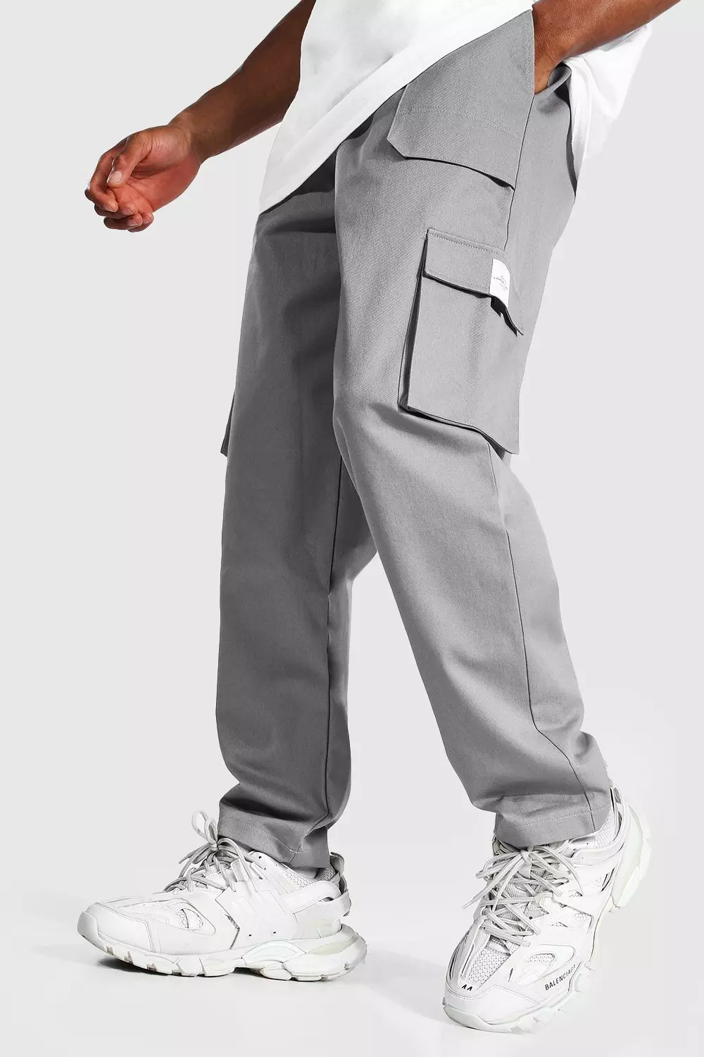 Slate Baggy Keperstof Cargo Broek Met Riem alternatieve afbeelding