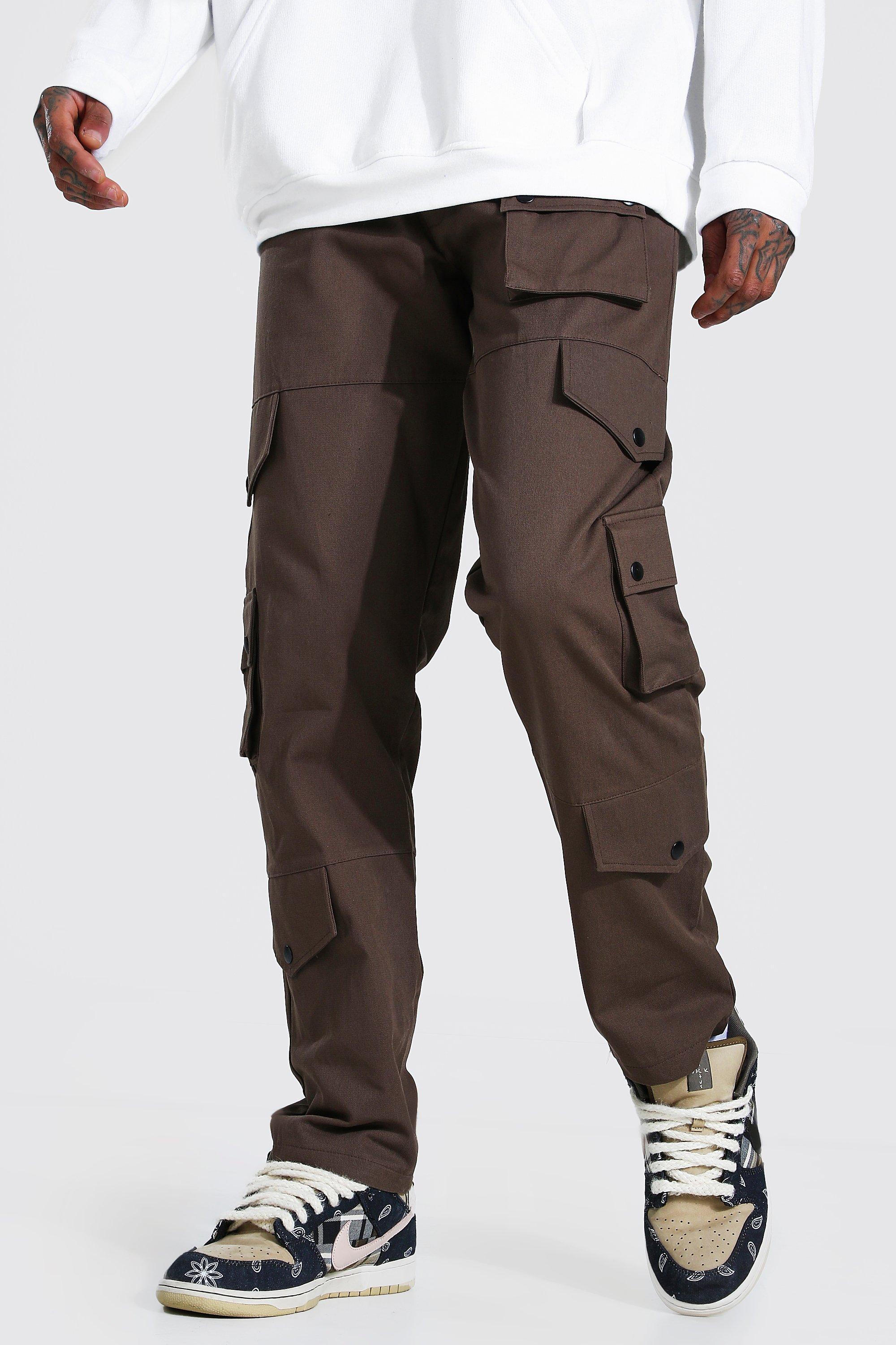 Fixed Waistband Relaxed Fit Cargo Trousers | boohooMAN