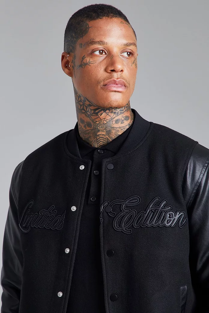 Tonal Limited Edition Melton Bomber Jacket | boohooMAN USA Tonal Limited Edition Melton Bomber Jacket | boohooMAN USA