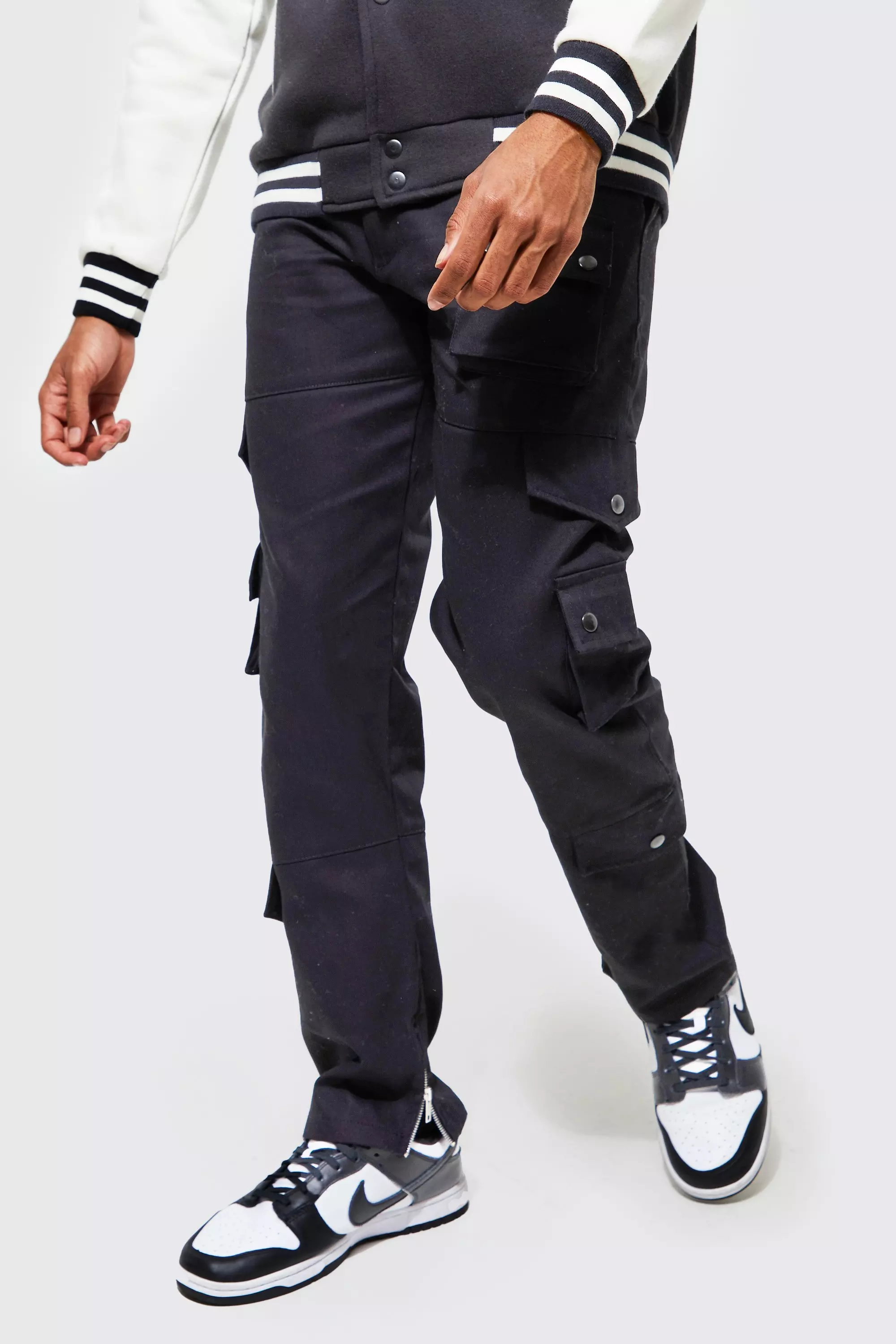 Men's Black Cargo Pants | boohooMAN USA