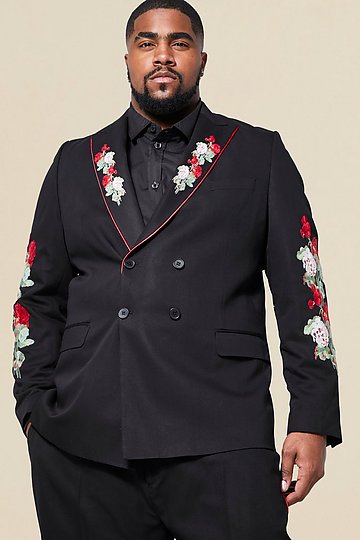 Caution weak Frugal Plus Double Breasted Skinny Floral Suit Jacket | boohooMAN USA