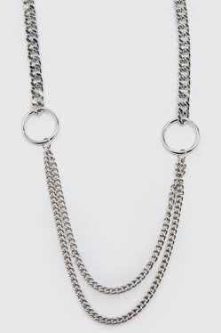 for Men BoohooMAN Denim Pendant Chain Necklace in Gun Metal Mens Necklaces BoohooMAN Necklaces White 