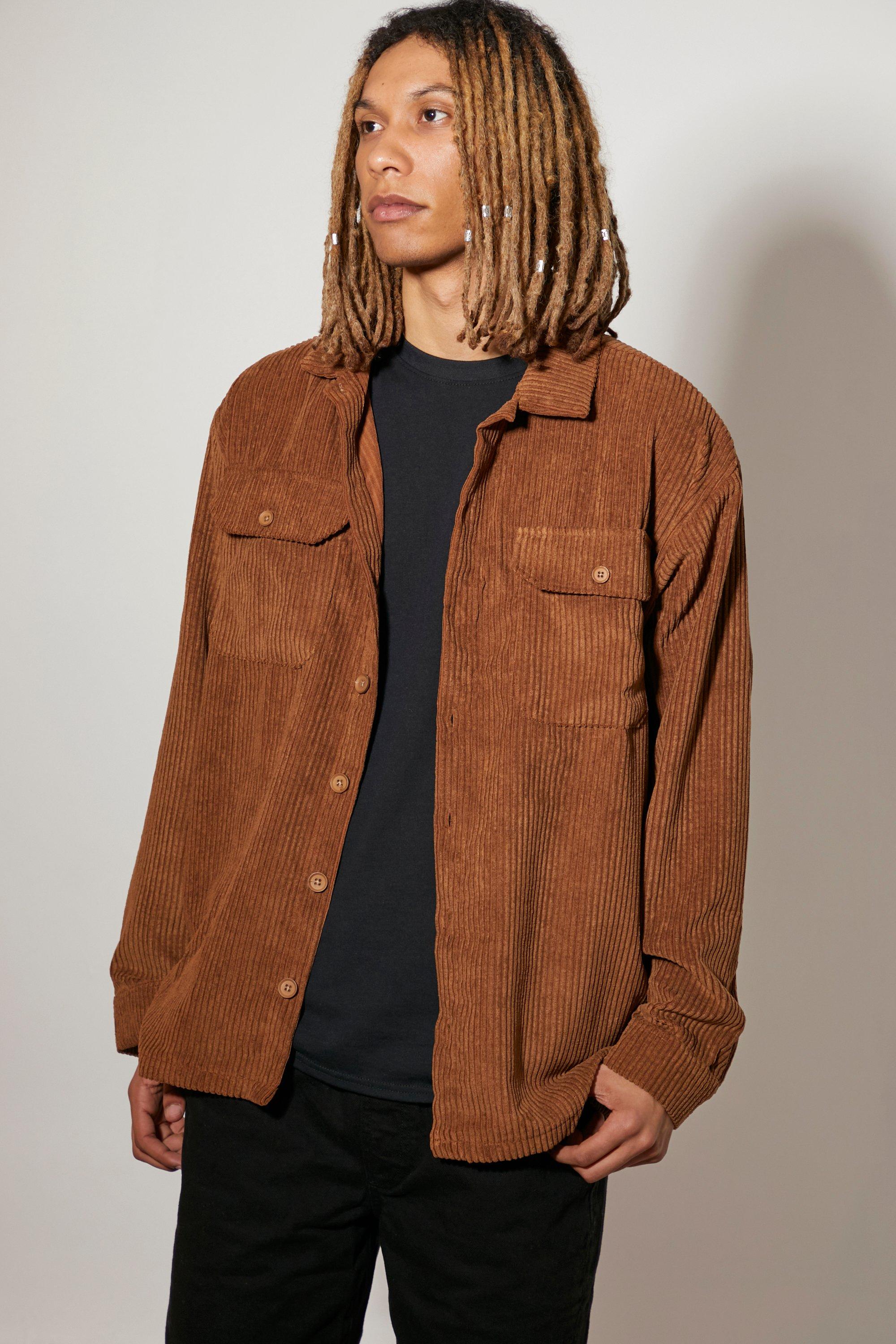 Oversized Cord Utility Shirt | boohooMAN UK