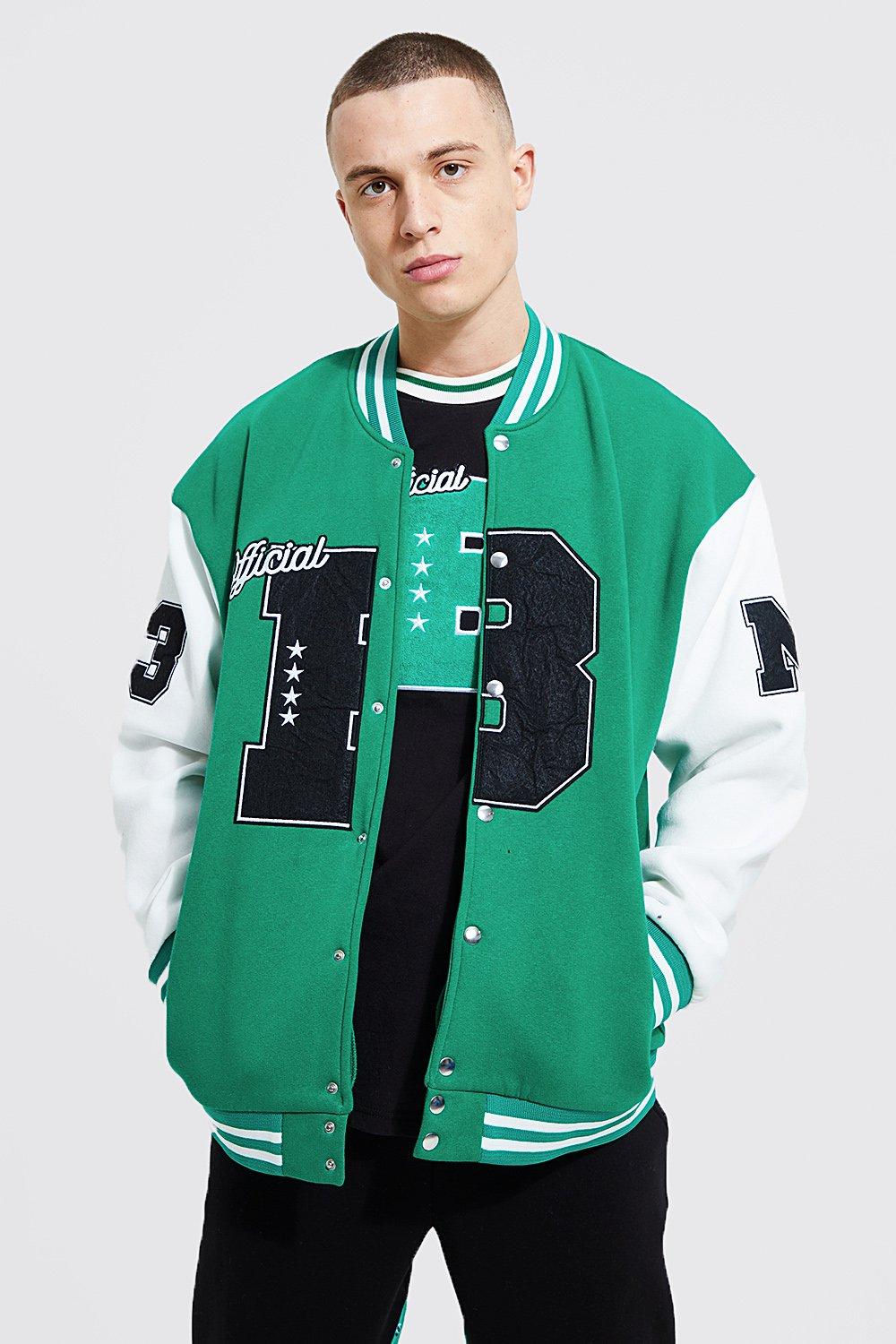 Oversized Badge Jersey Varsity Jacket