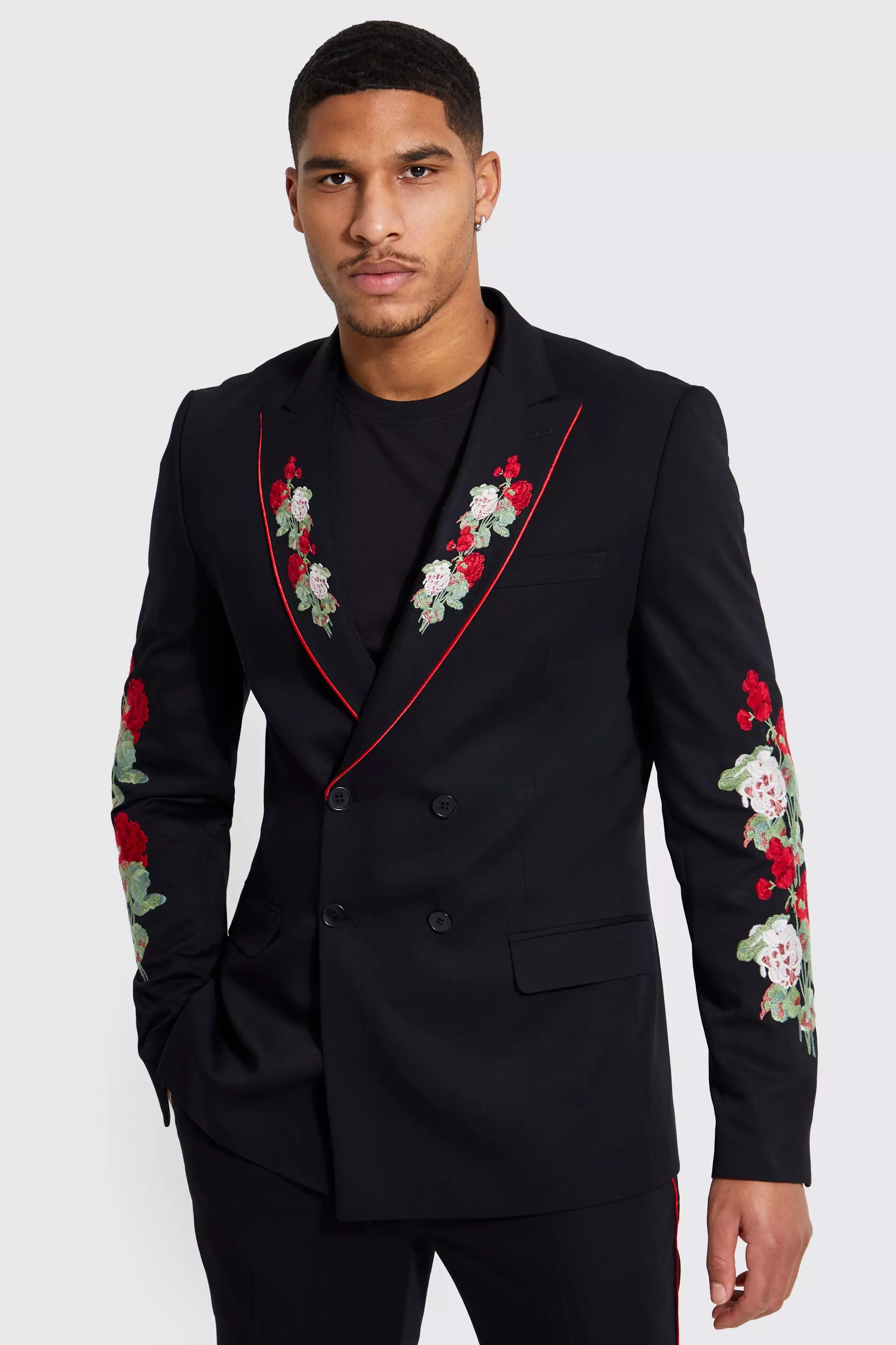 Tall Veste de costume cache c ur a imprime fleuri boohooMAN FR