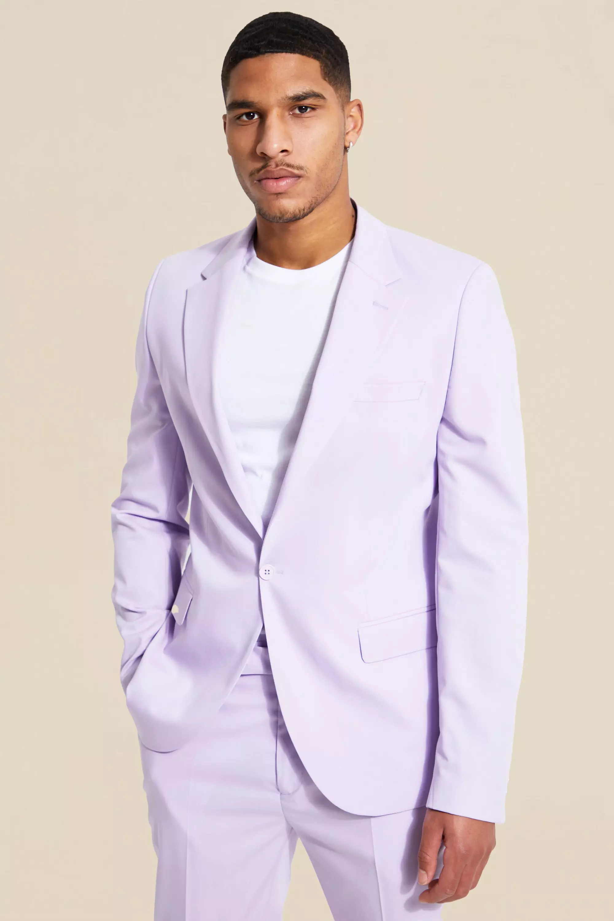 Tall Single Breasted Slim Suit Jacket Lilac