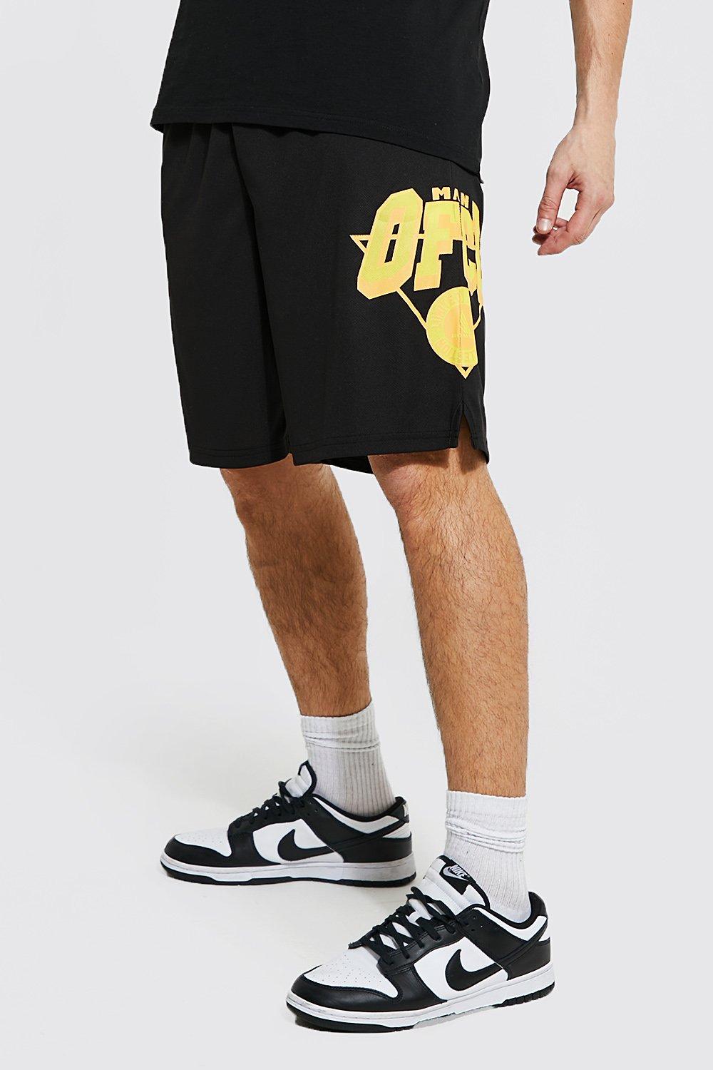 Cotton jersey basketball shorts in white