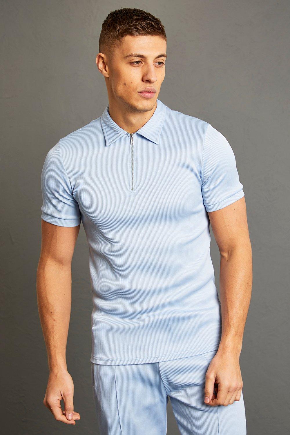 boohooMAN Men's Long Sleeve Muscle Fit Polo