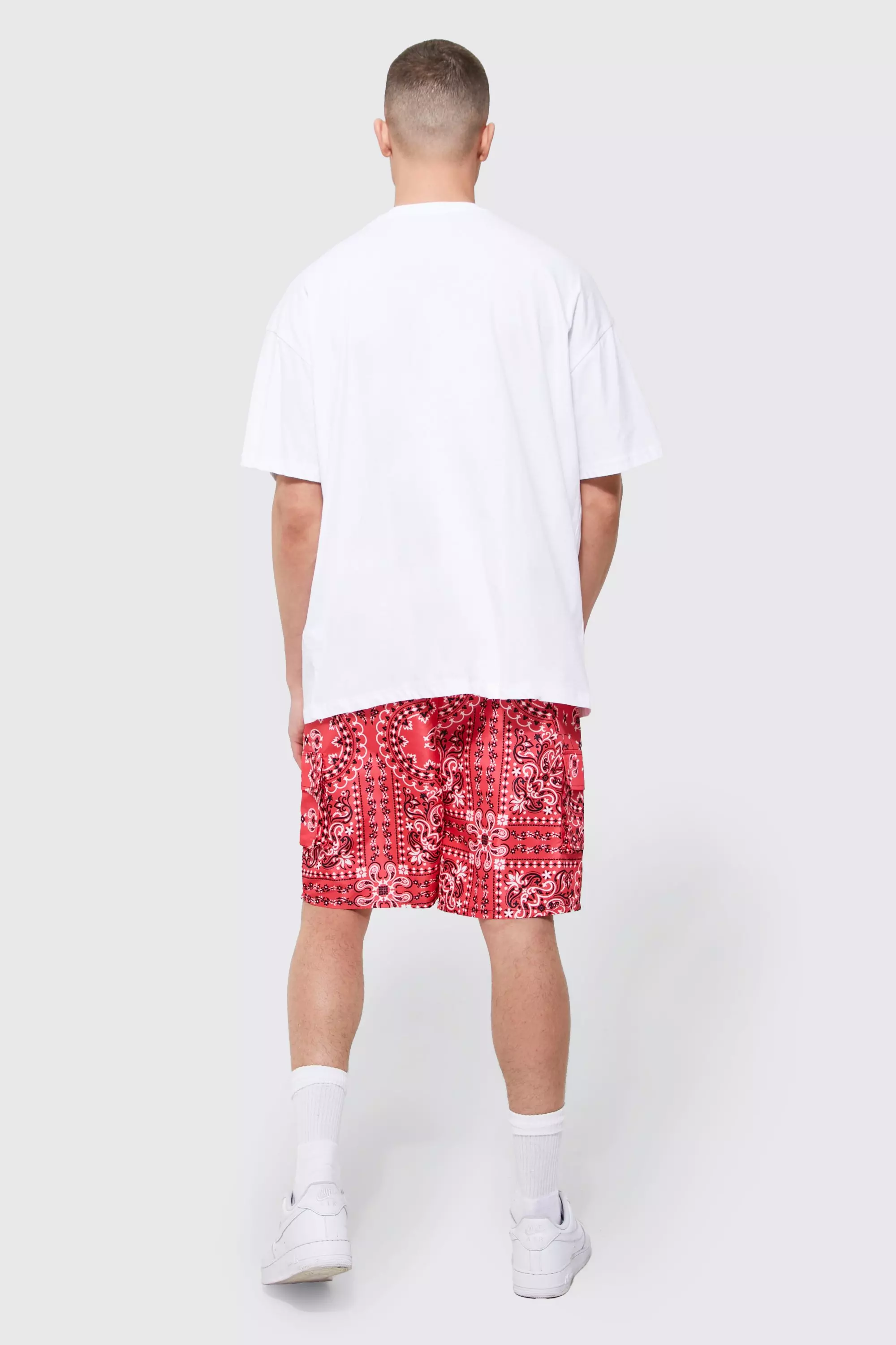 Regular Fit All Over Bandana Cargo Shorts | boohooMAN USA