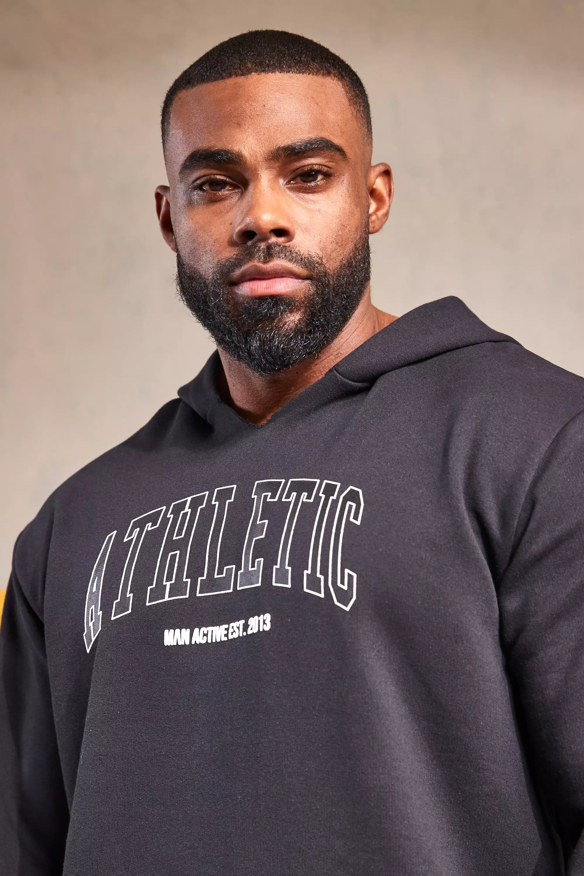 Man Active Gym Hoodie mit Athletic Print, Black alternatives Bild