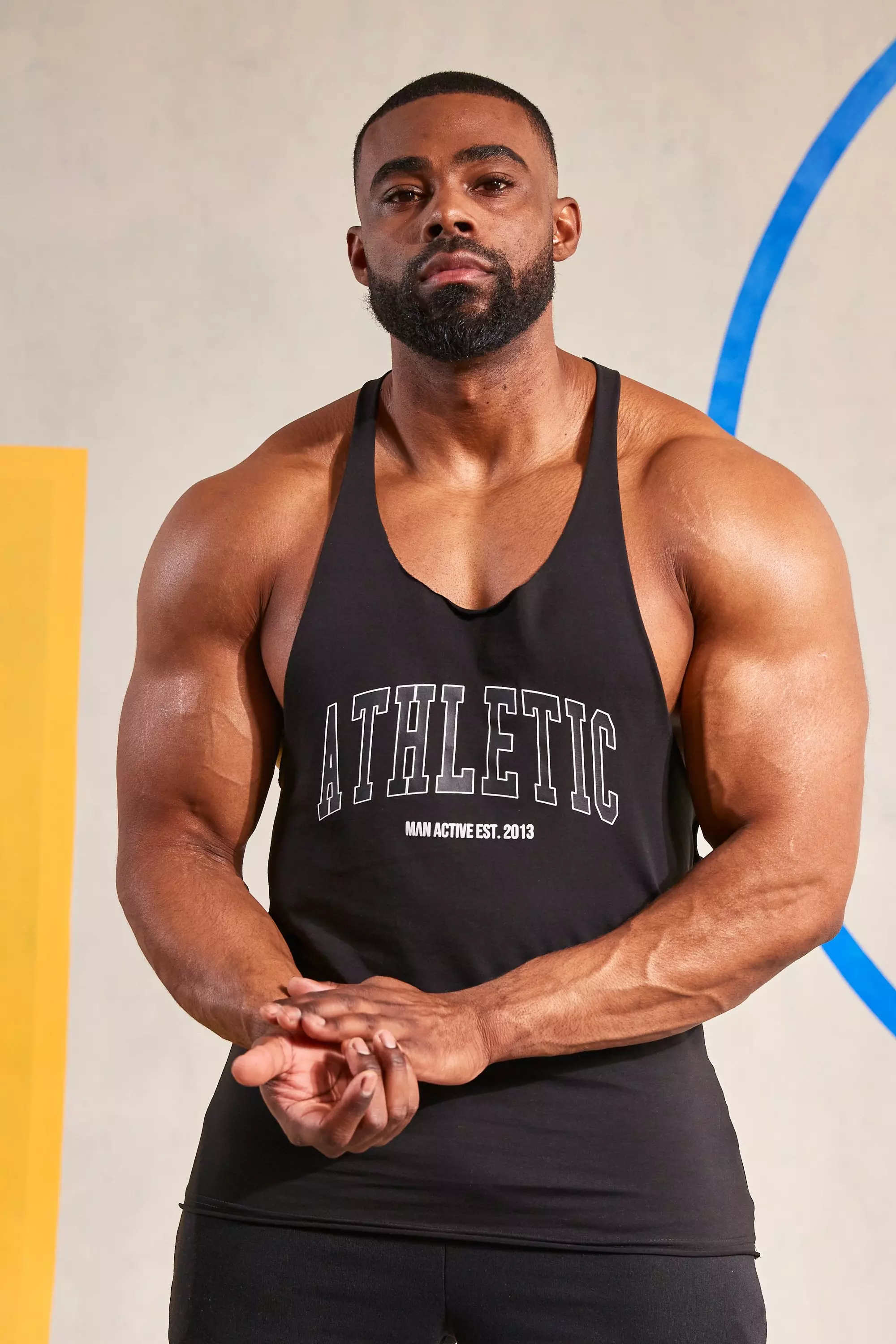 Man Active Gym Athletic Stringer Vest boohooMAN UK