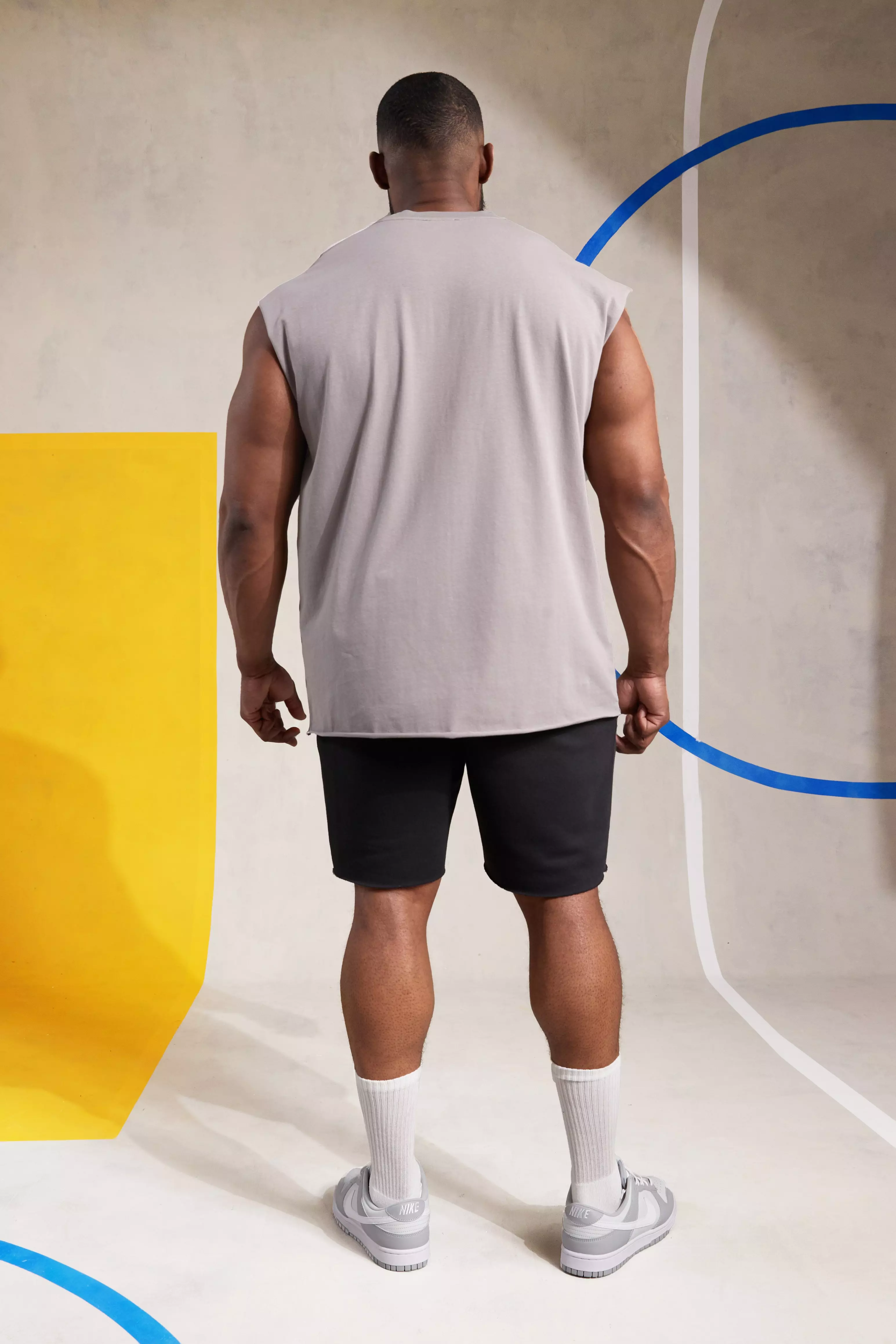 T-Shirt Man Active Gym Athletic Con Cut-Off, Grey immagine alternativa
