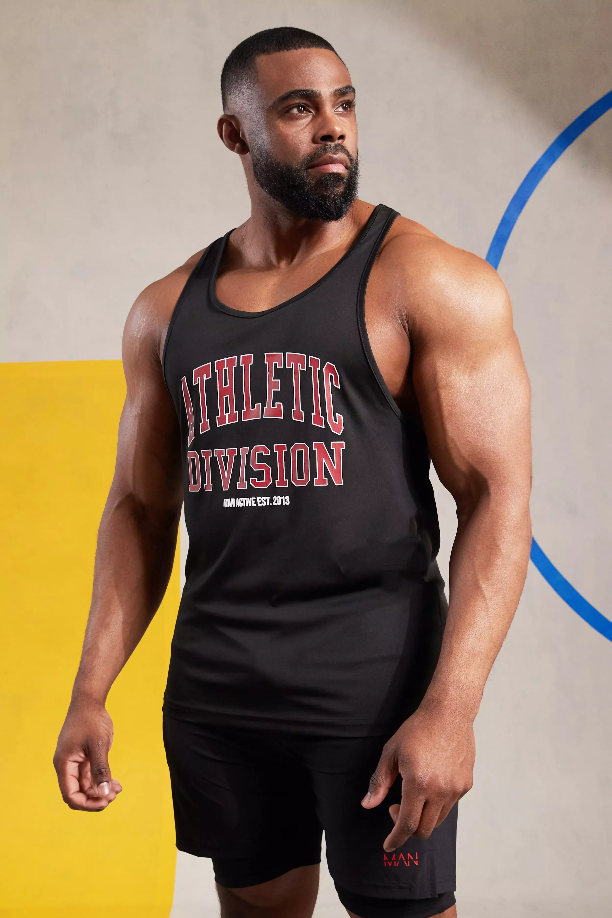 Black Man Active Gym Varsity Stringer Vest alternative image