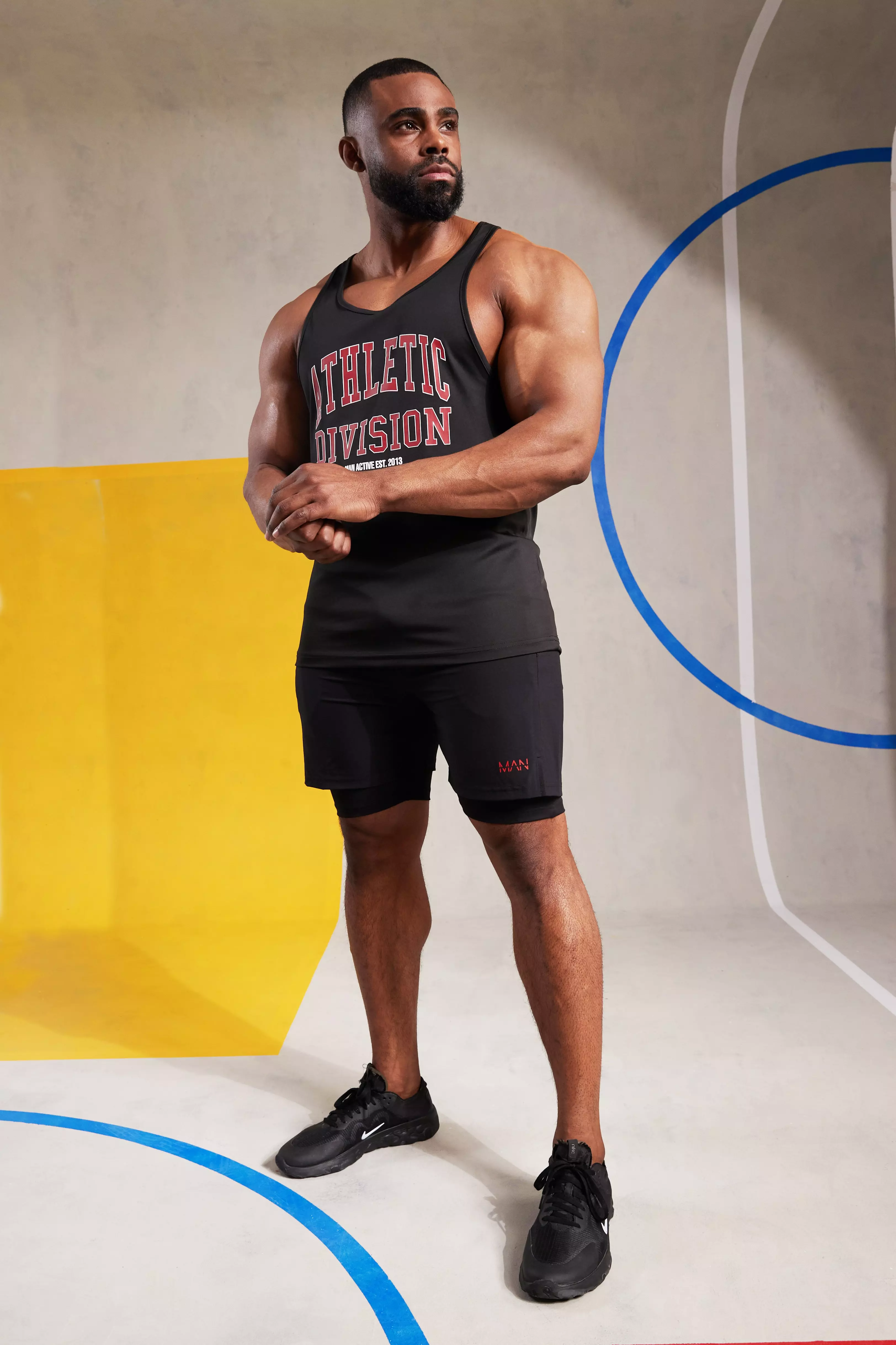 Black Man Active Gym Varsity Stringer Vest alternative image