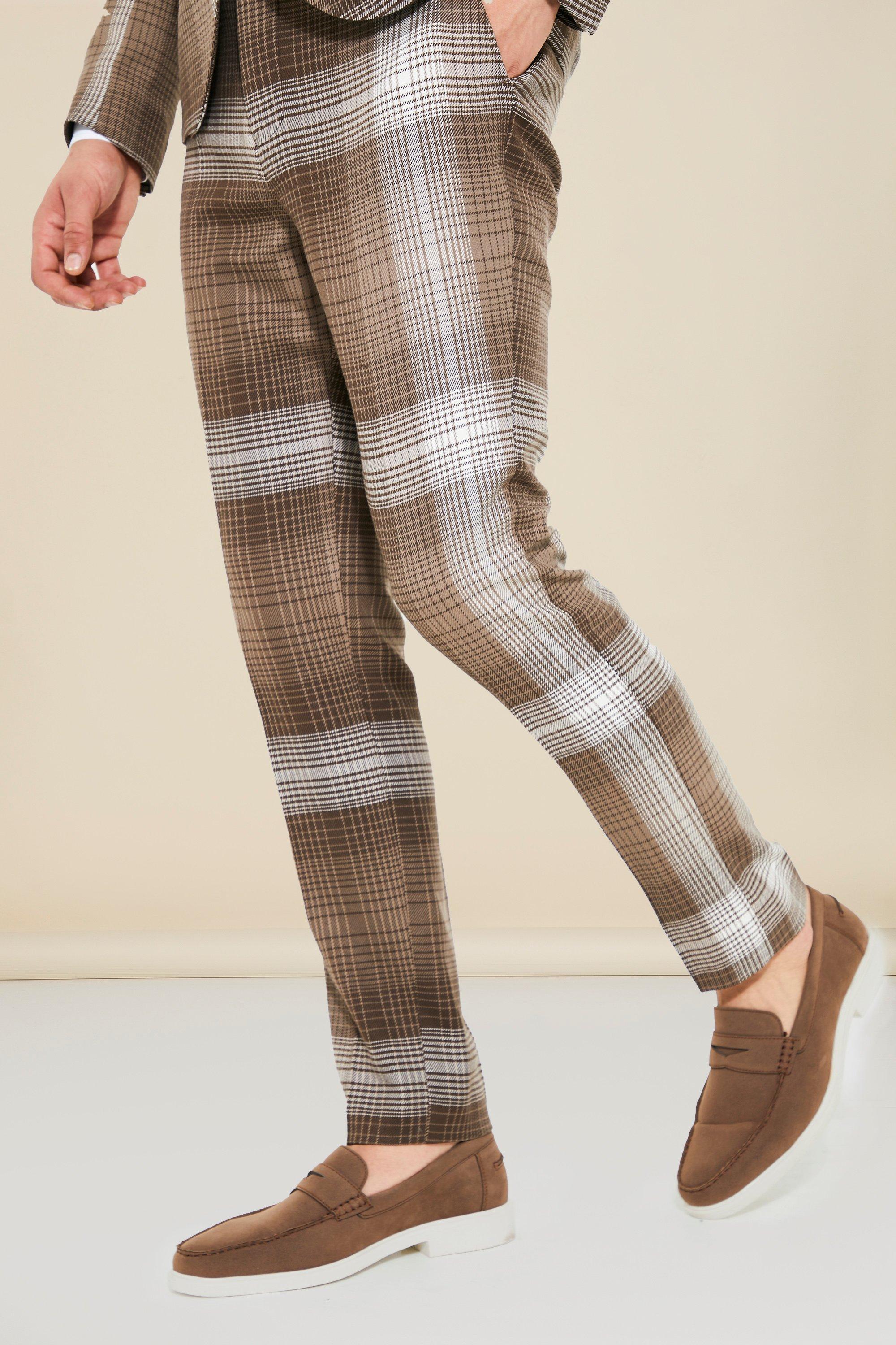 mens brown plaid dress pants