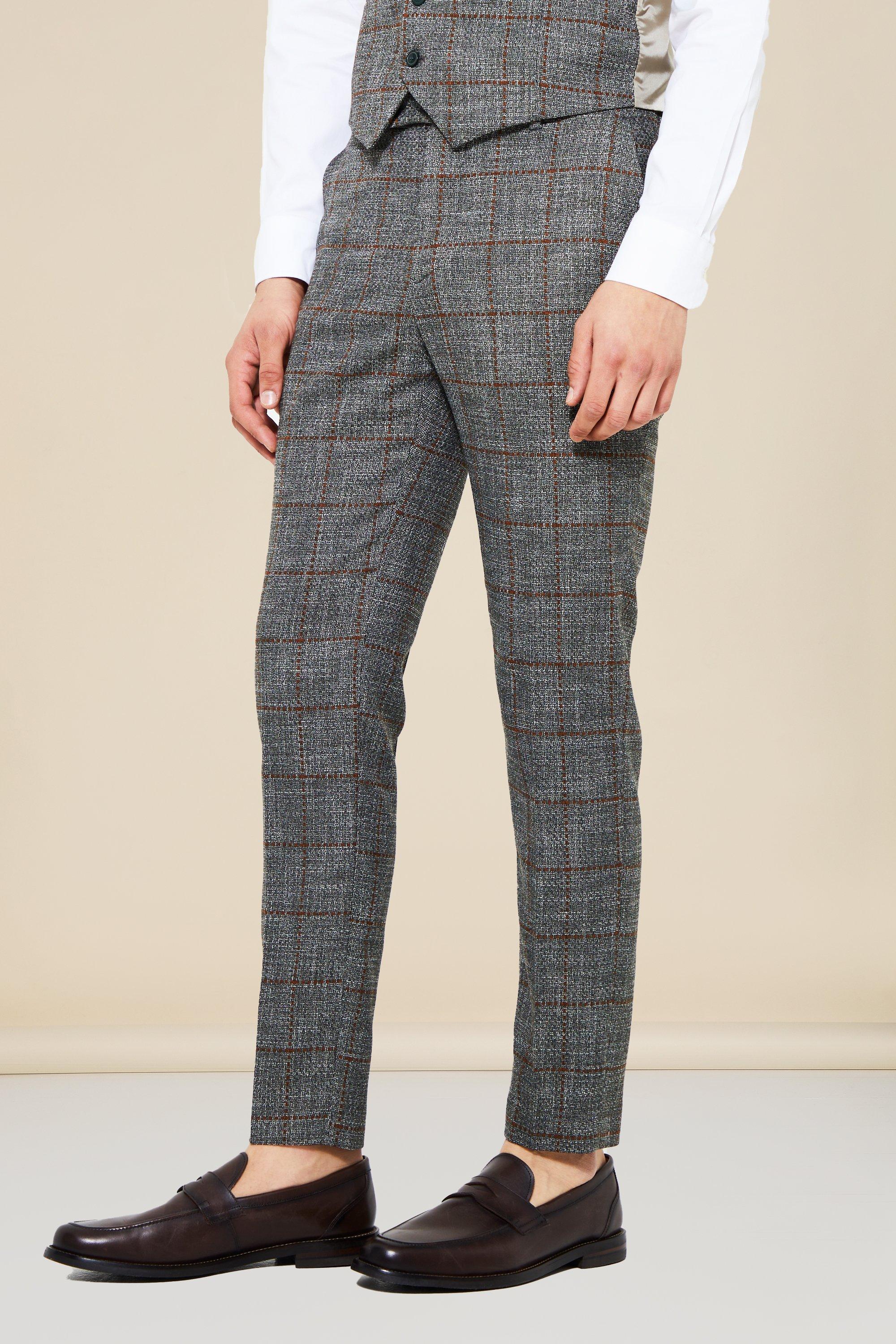 grey plaid suit pants