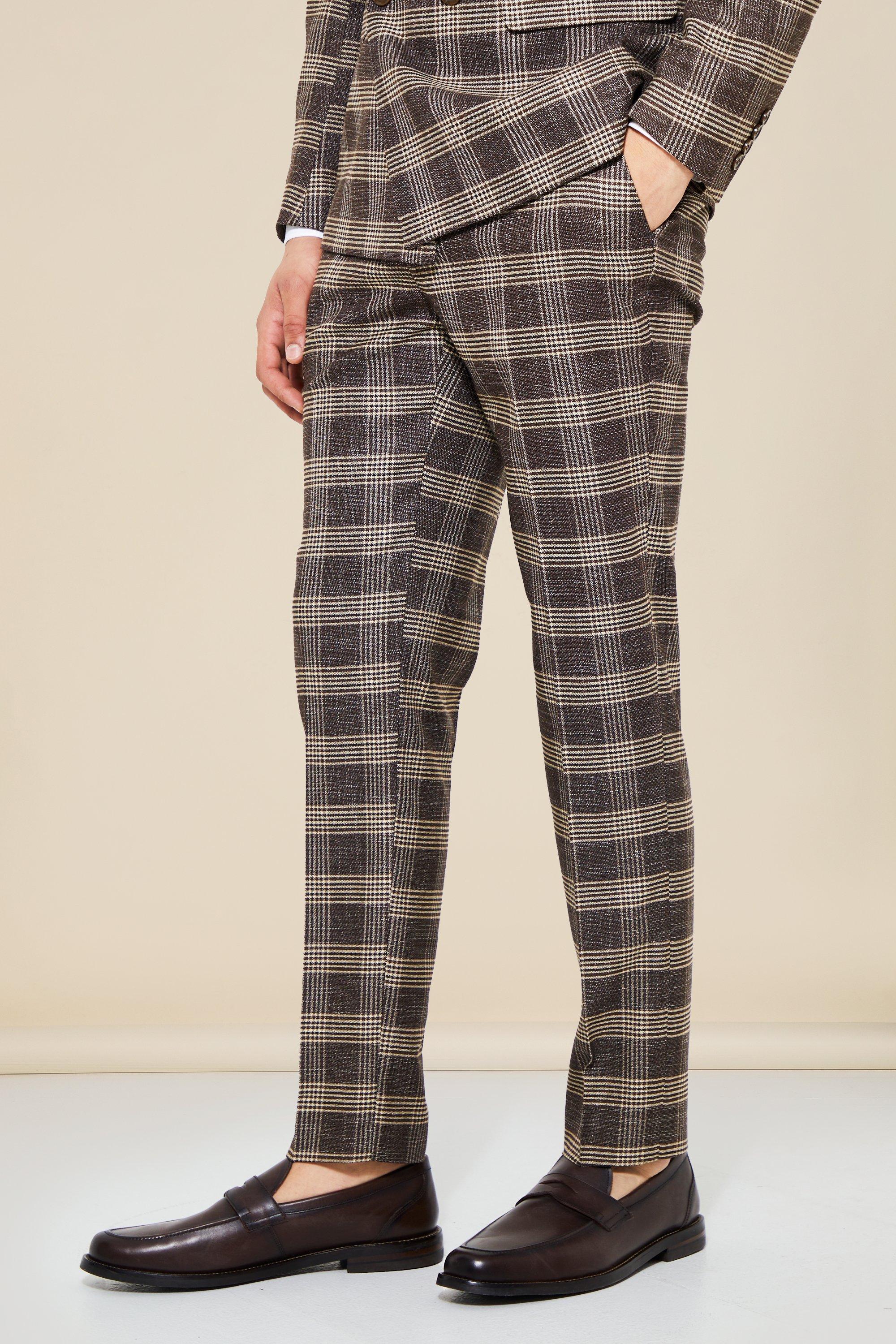 grey check trousers mens