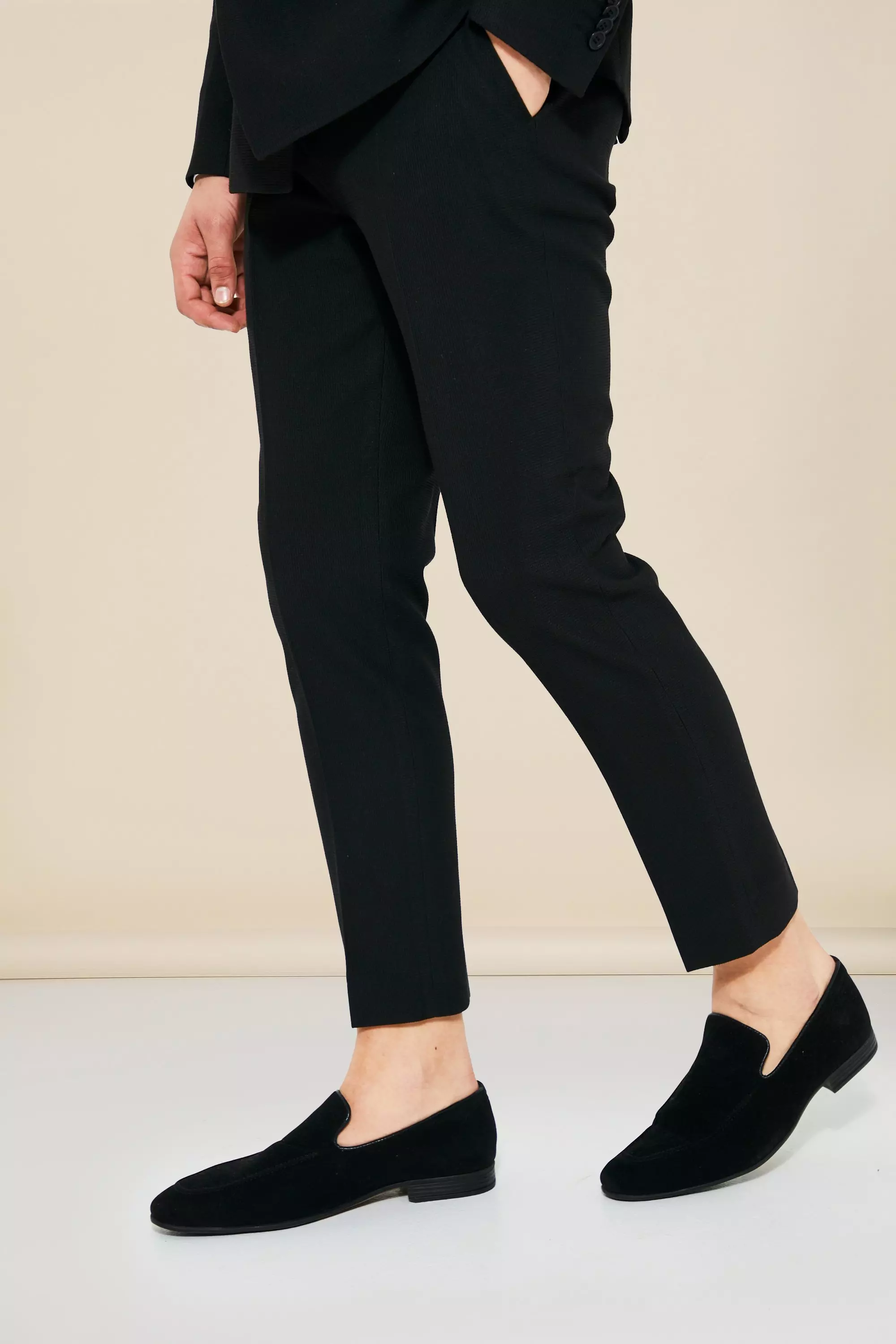 ★DIMITRI BLACK★ Wide fit seersucker two tuck pants black Dimitri Black Wide Fit Seersucker Two-Tuck Pants Charcoal on