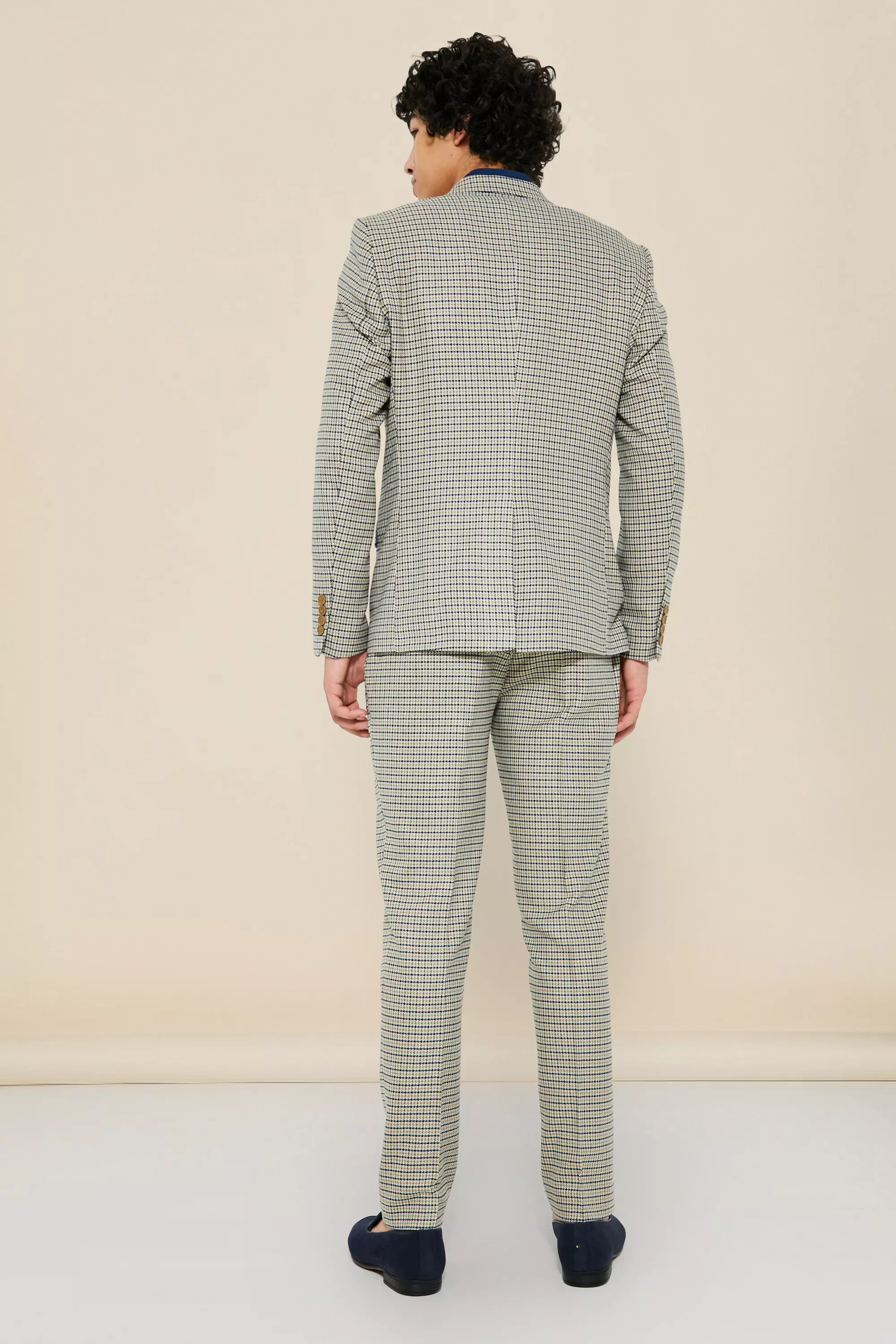 Multi Single Breasted Slim Dogtooth Suit Jacket alternative image