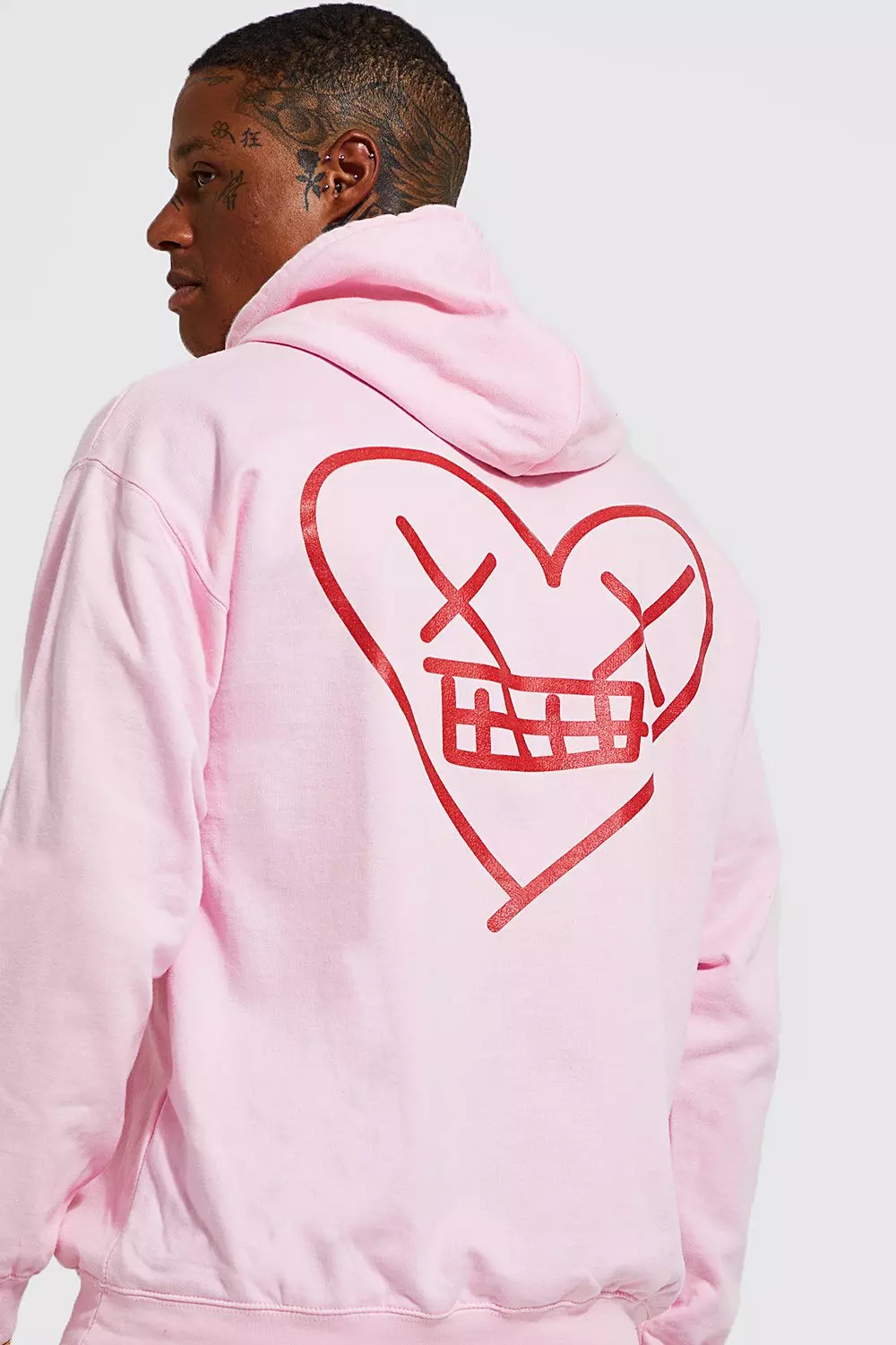 Pink heart hoodie hotsell