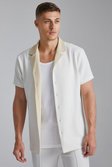 Ecru Short Sleeve Jersey Textured Shirt