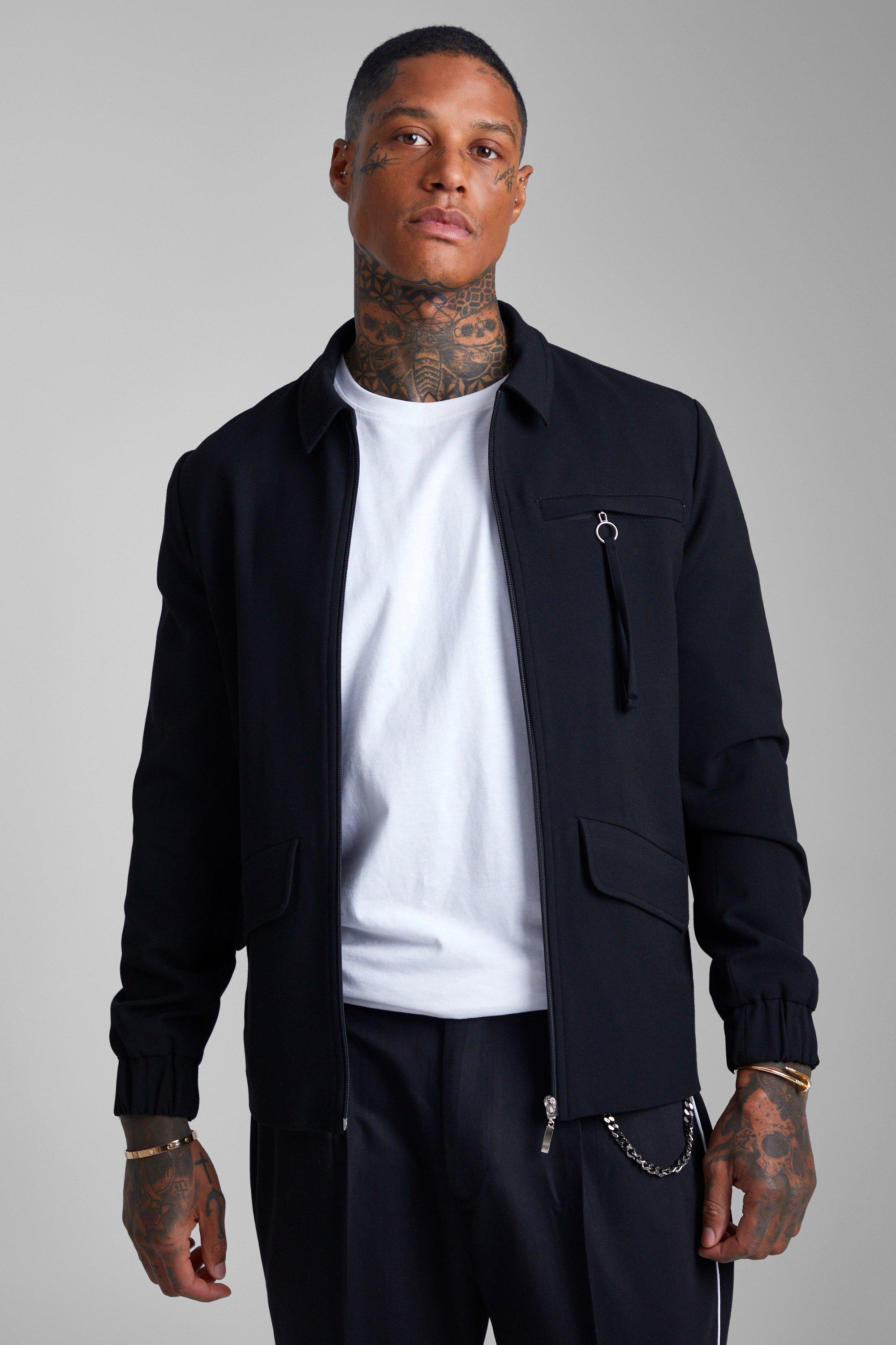 Black Multi Pocket Smart Harrington