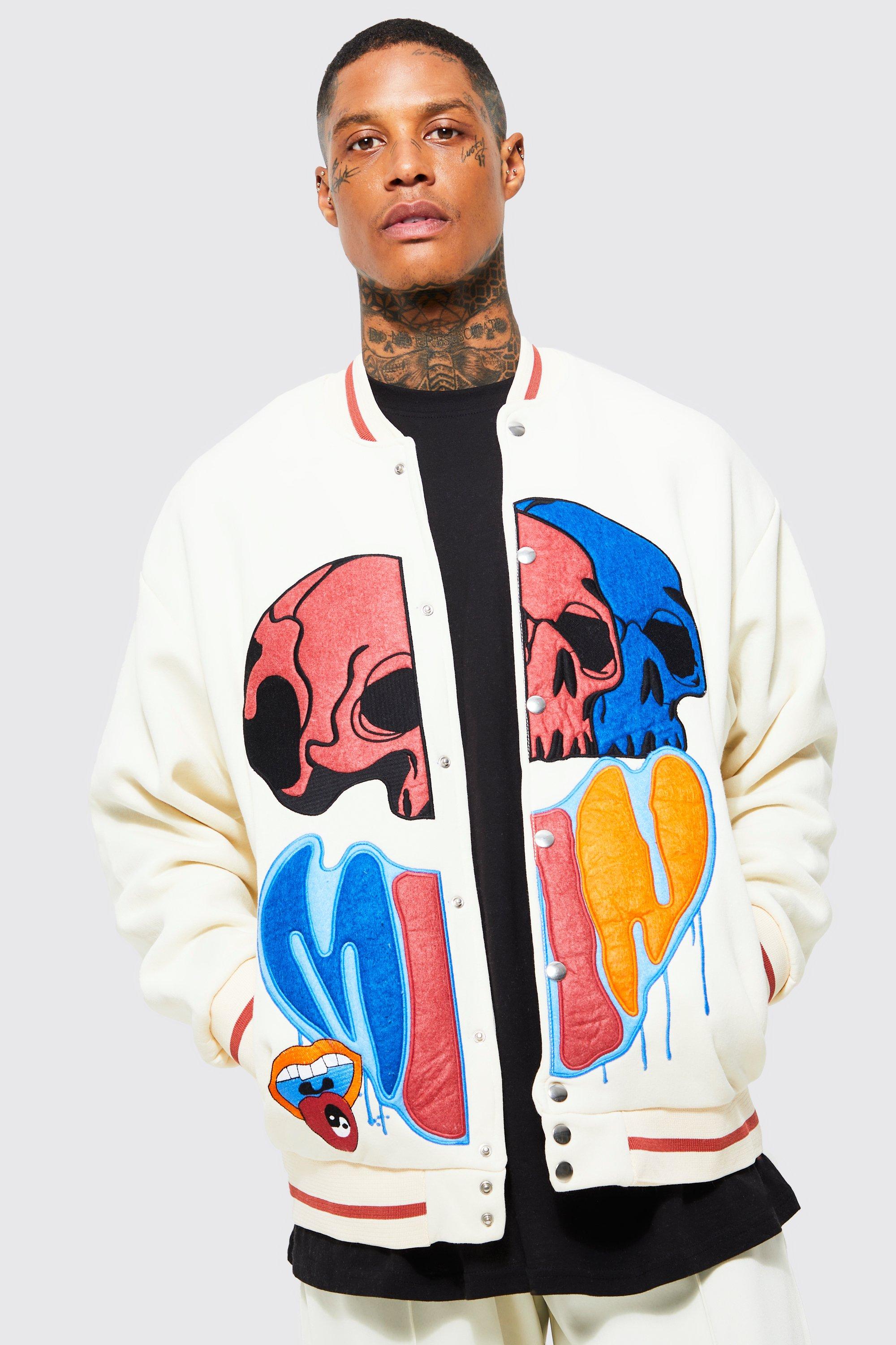 Jersey Varsity Bomber Jacket With Badges