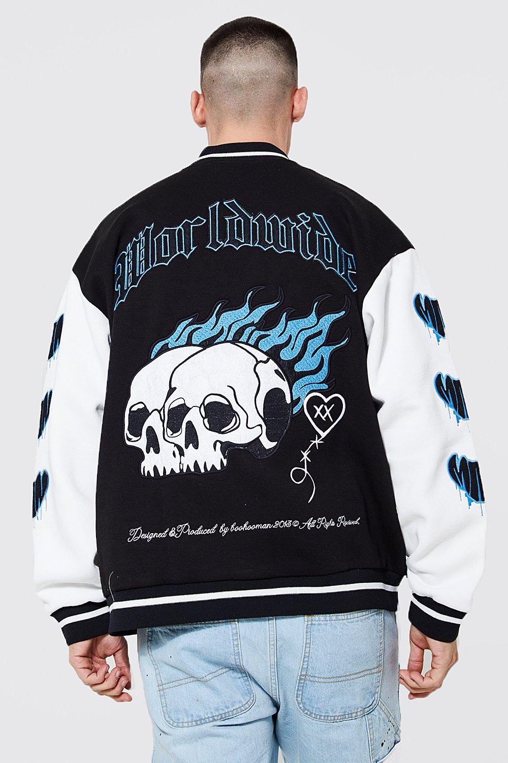 Official Man Jersey Varsity Bomber Jacket | boohooMAN USA