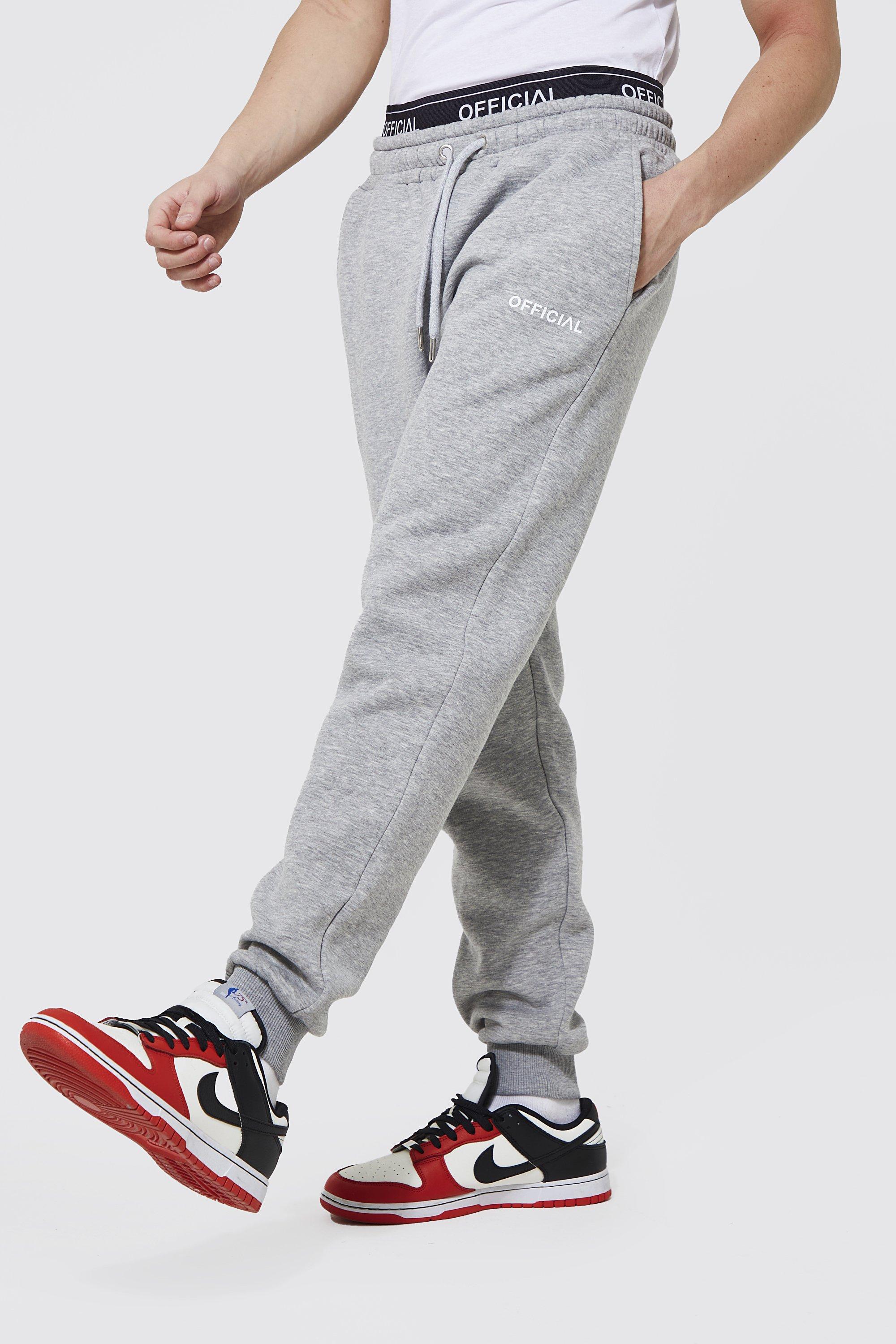 Double Waistband Sweatpants, Blue & Grey