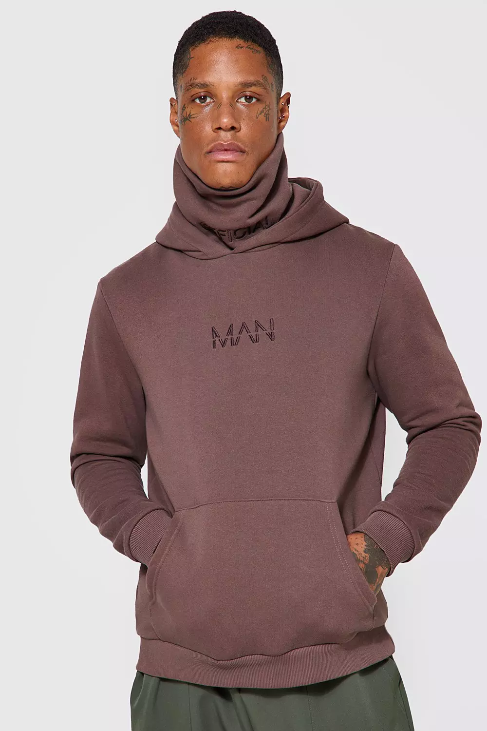 Man Official Jersey Hoodie With Snood boohooMAN UK
