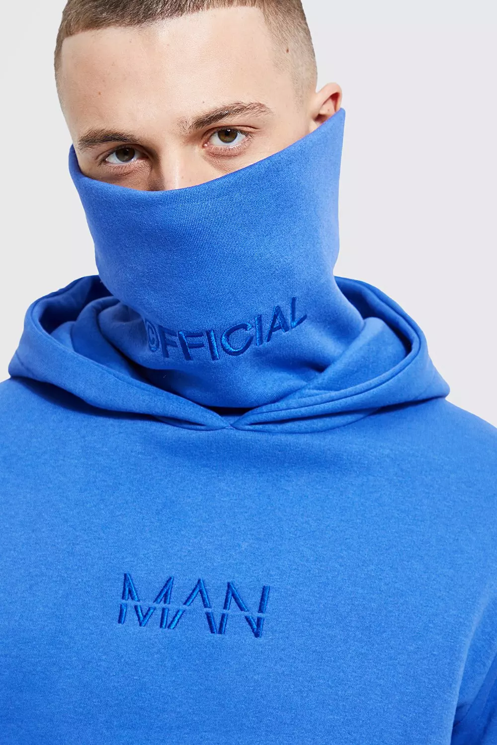 Boohooman hoodie with snood sale