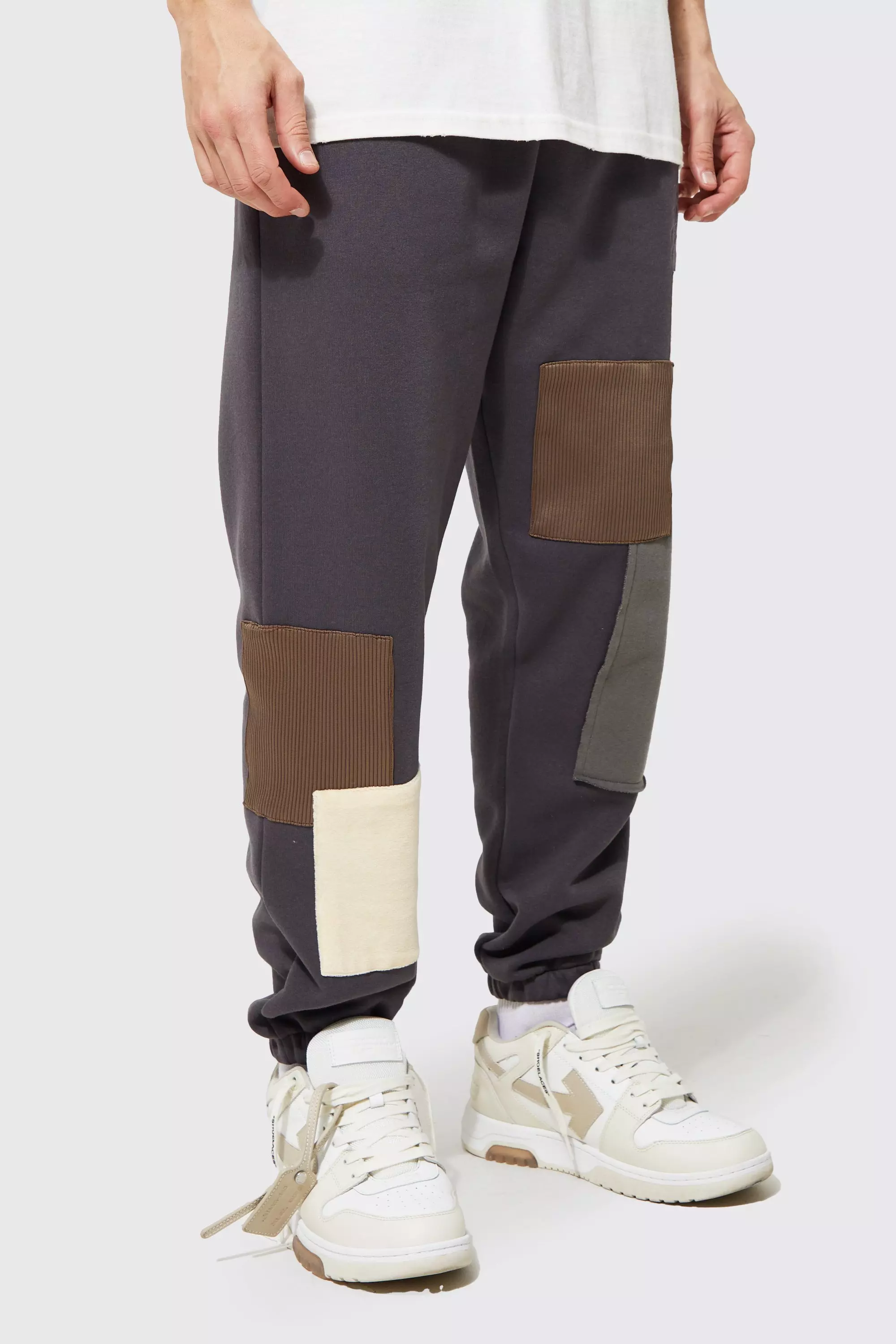 Charcoal Oversized Patchwork Detail Jogger alternative image
