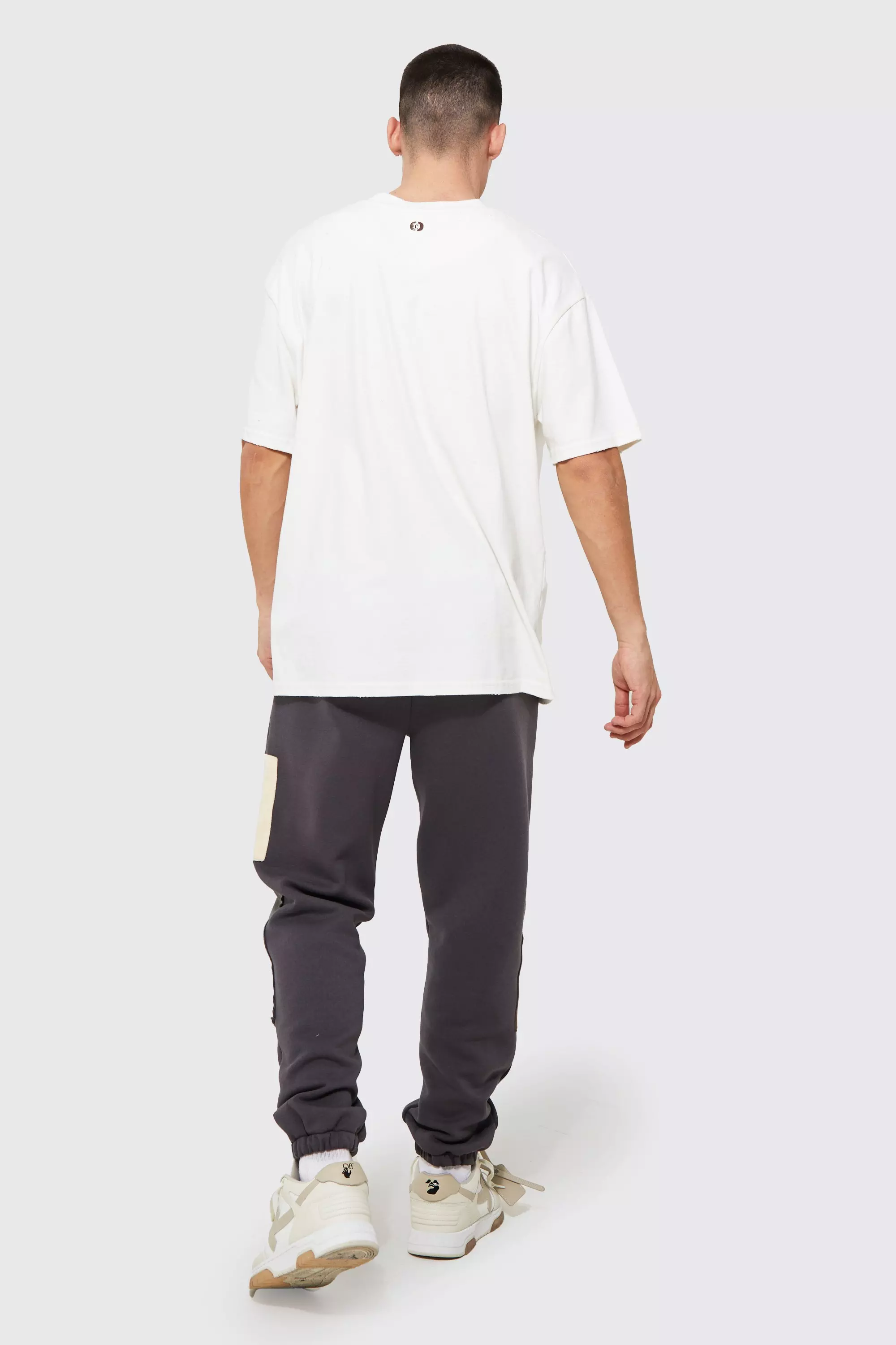 Charcoal Oversized Patchwork Detail Jogger alternative image