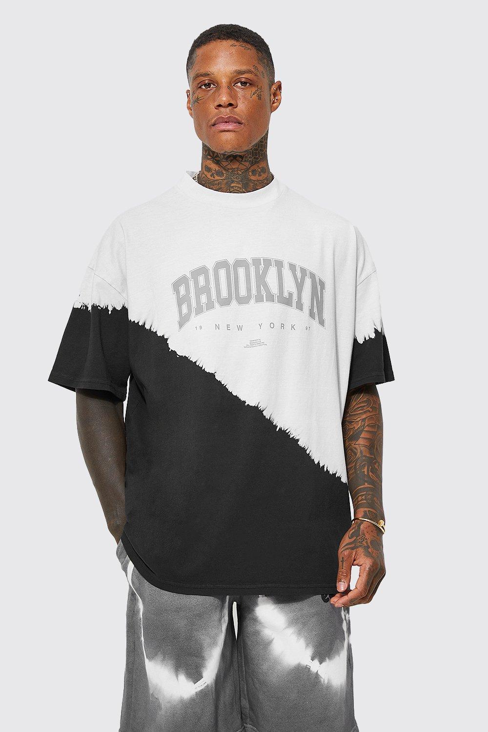 Oversized Print Bleach Extended Neck T-shirt | boohooMAN UK
