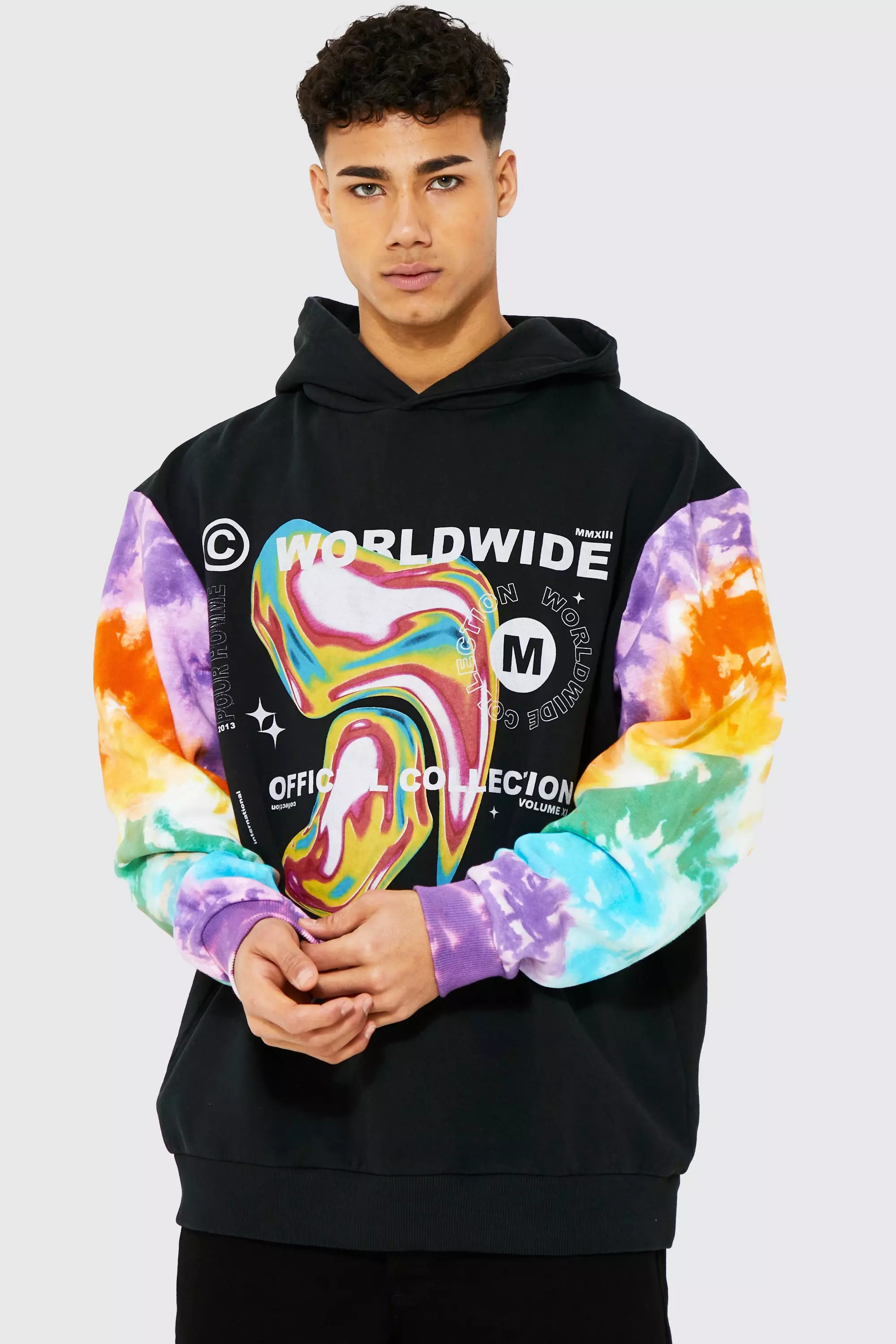 Oversized Tie Dye Hoodie boohooMAN