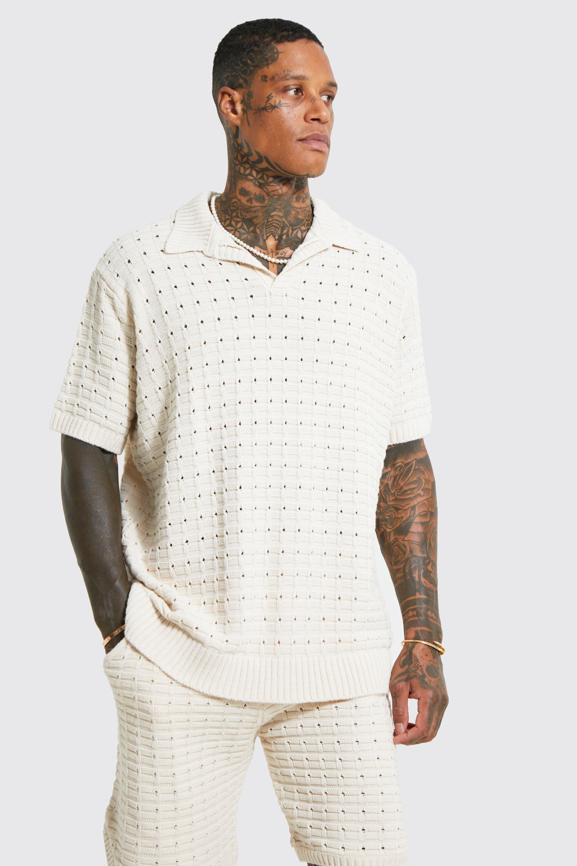 Chunky Knitted Open Stitch Polo