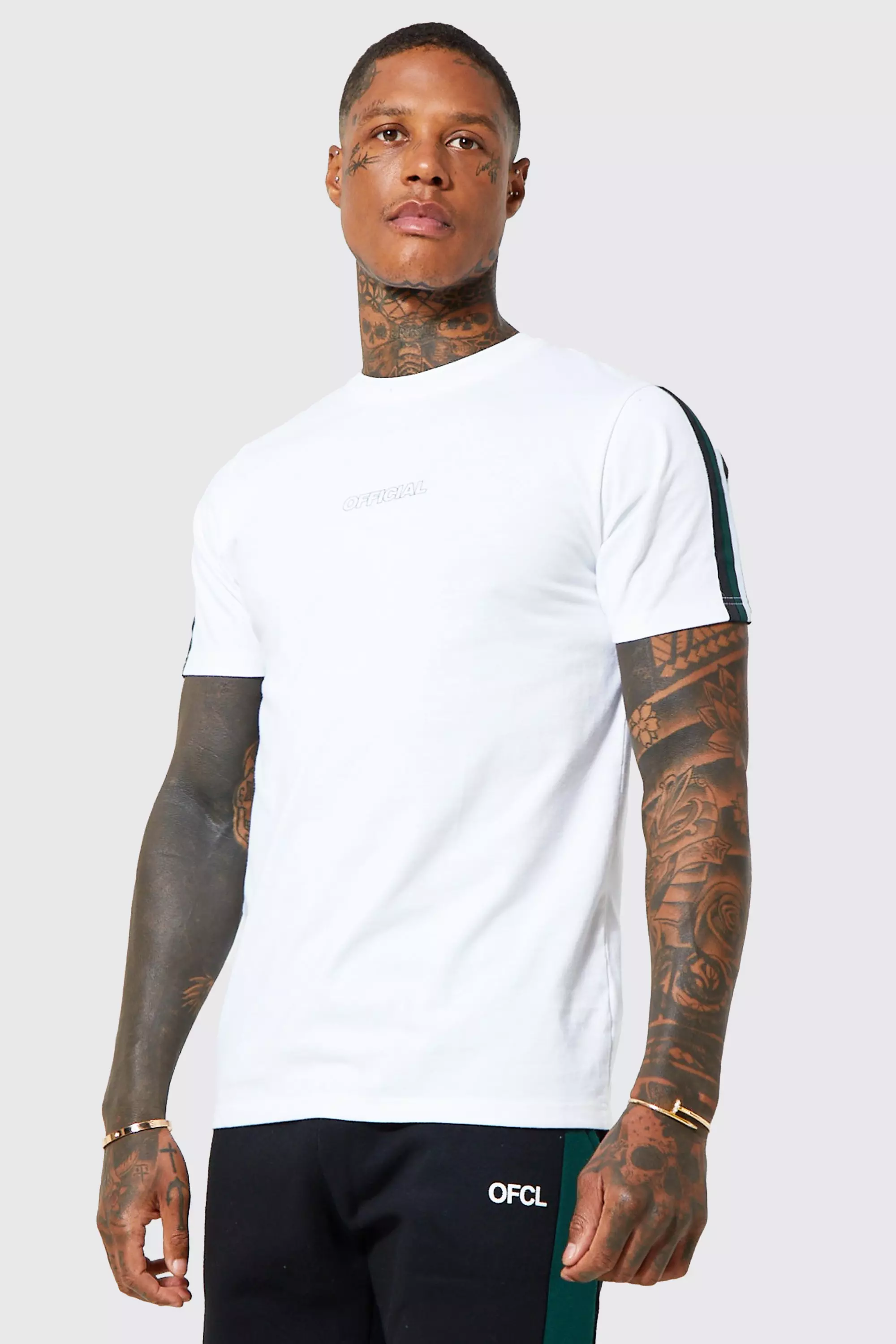 Official Print T-shirt With Tape Detail White