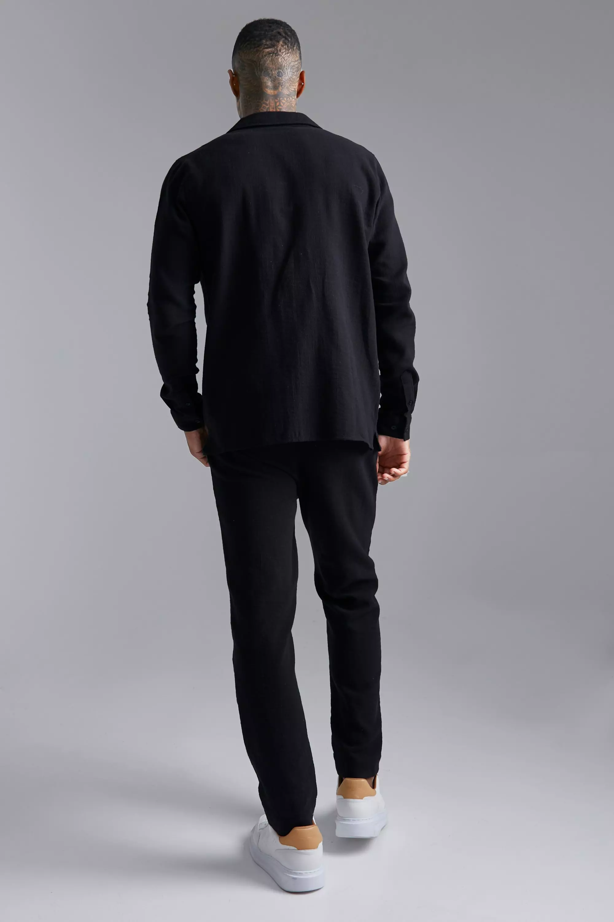 Chemise texturée à manches longues, Black autre image
