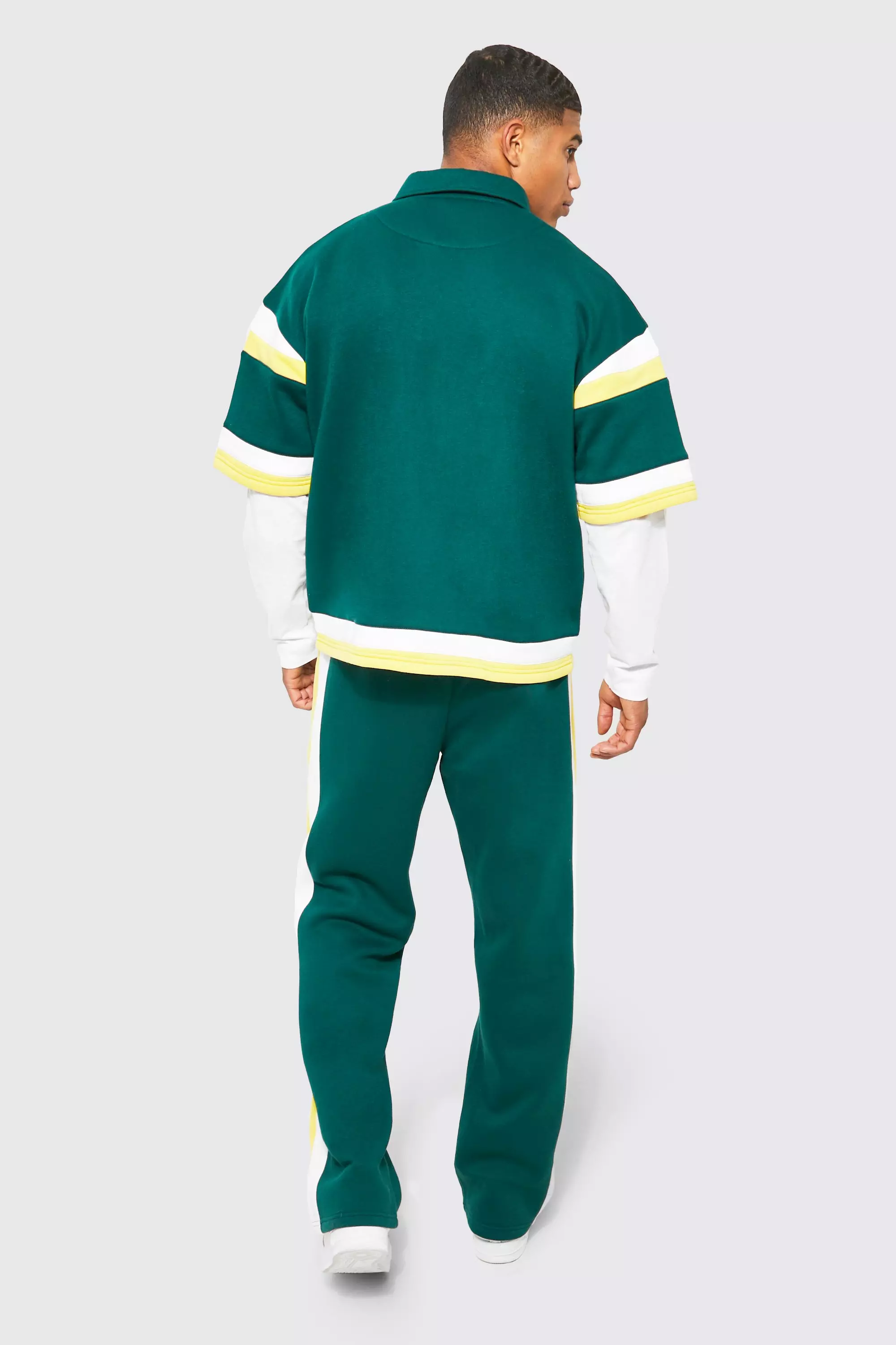 Boxy Fit Varsity Shirt Tracksuit | boohooMAN USA