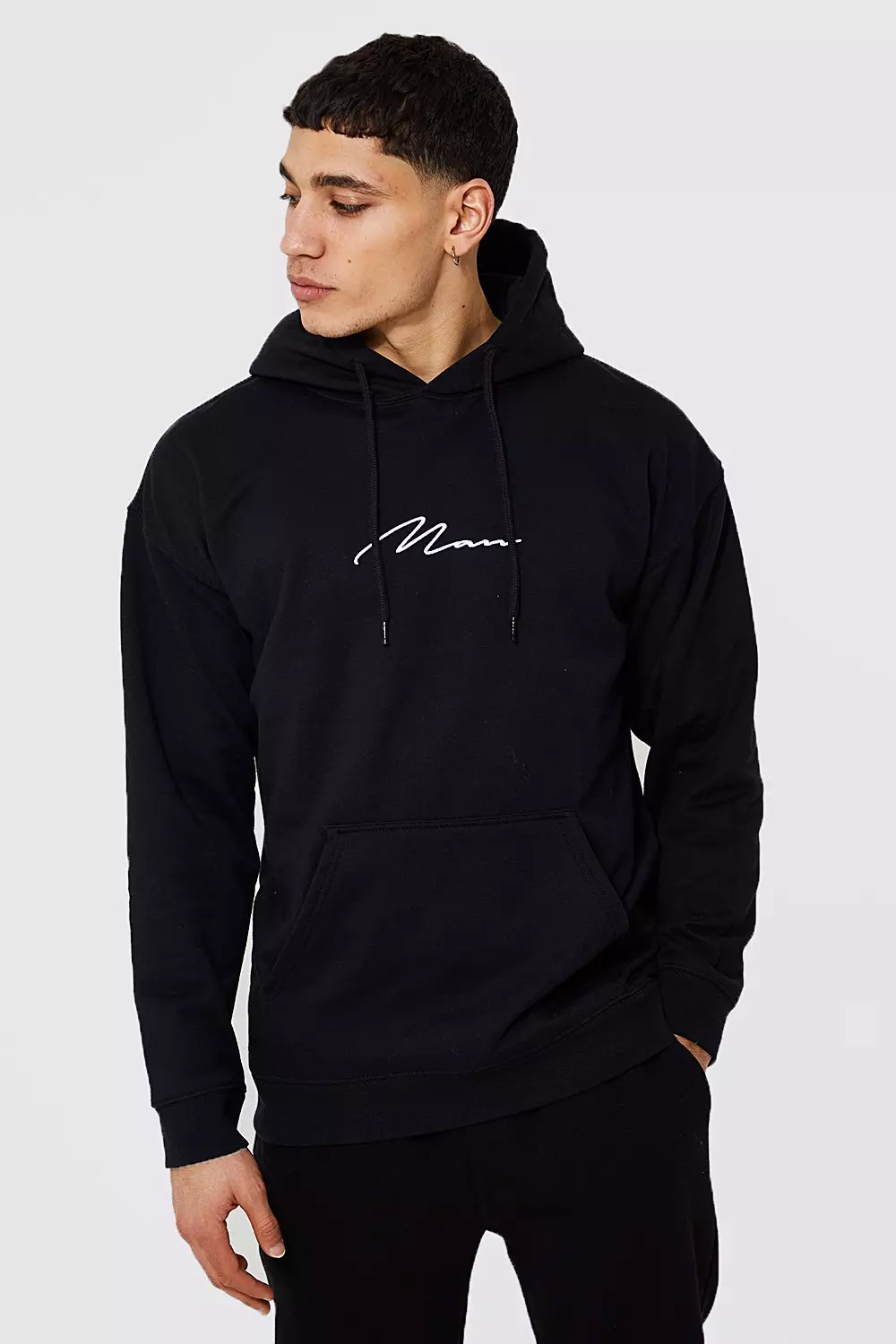 Man Signature Over The Head Hoodie boohooMAN