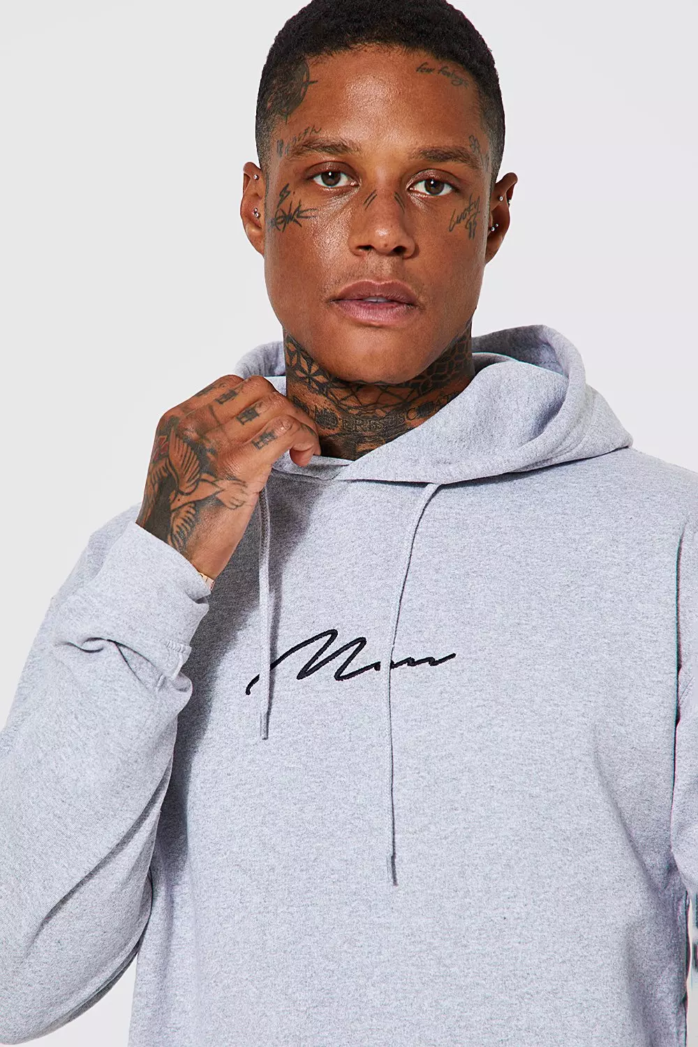 Boohooman grey hoodie best sale