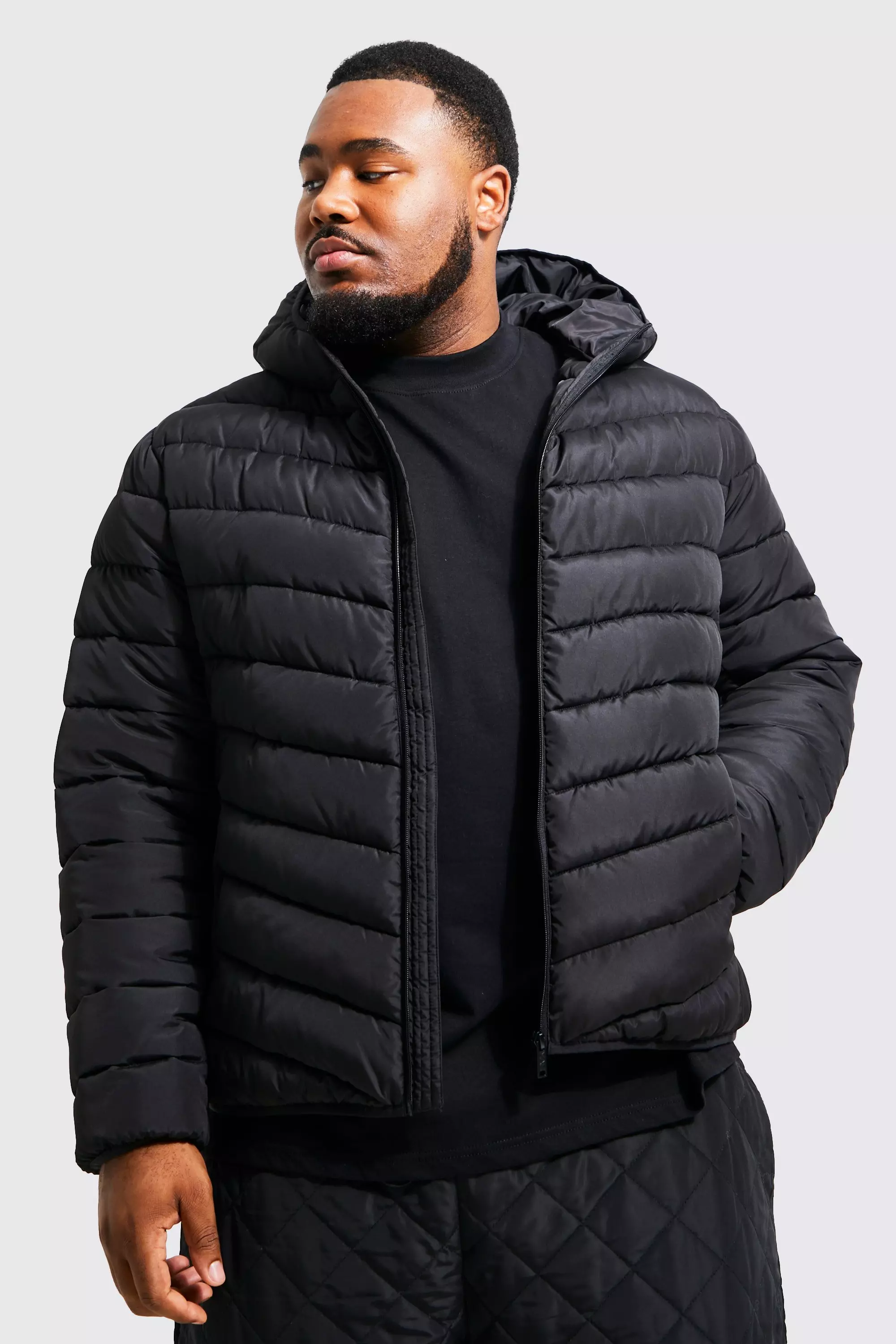 Plus Quilted Zip Through Jacket Black