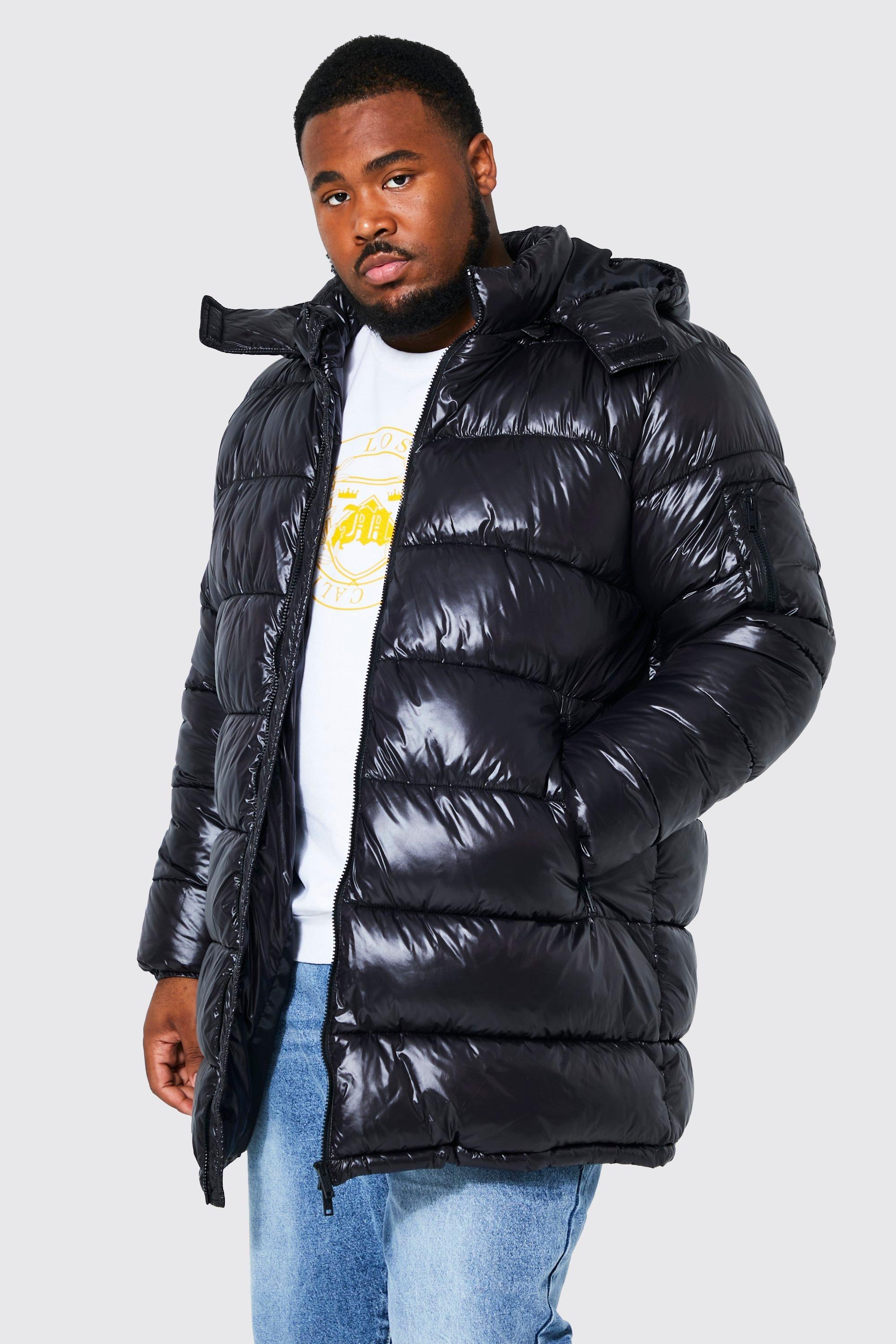 boohooMAN Men's Transparent Funnel Neck Longline Puffer