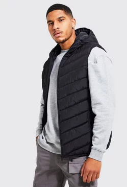 Tall Quilted Zip Through Vest Black