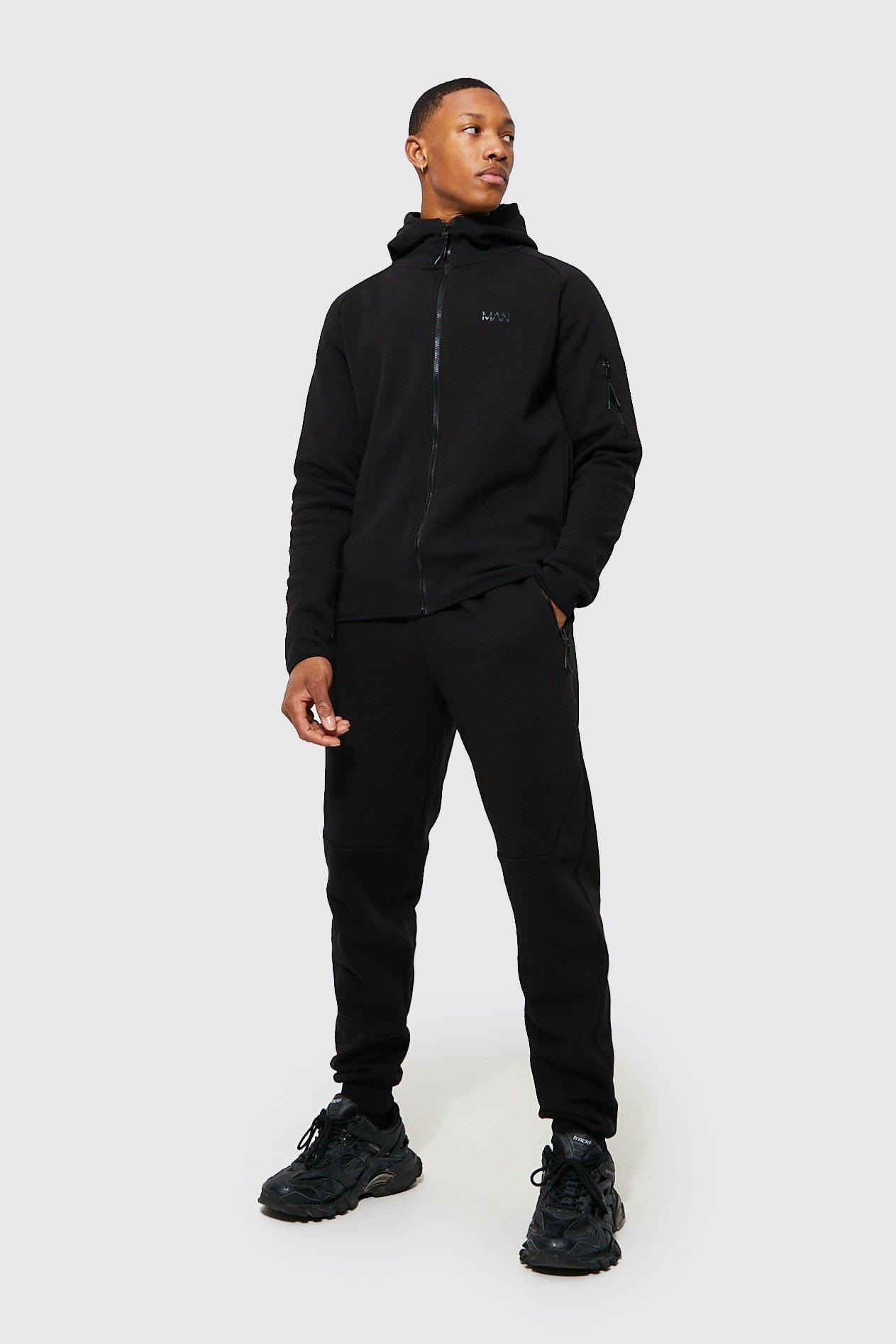 Boohooman black sale tracksuit