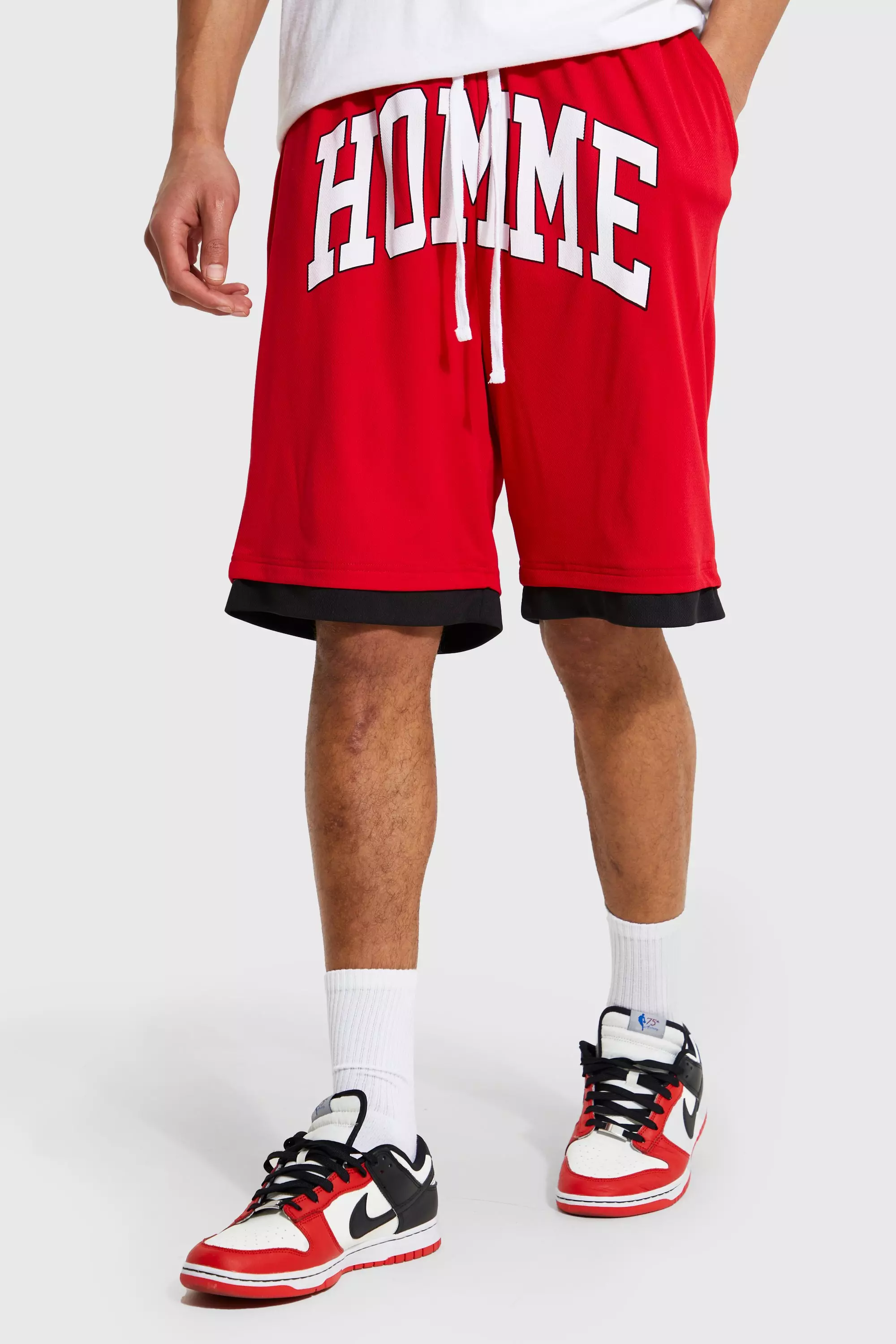 Tall Drop Crotch Mesh Basketball Short boohooMAN USA