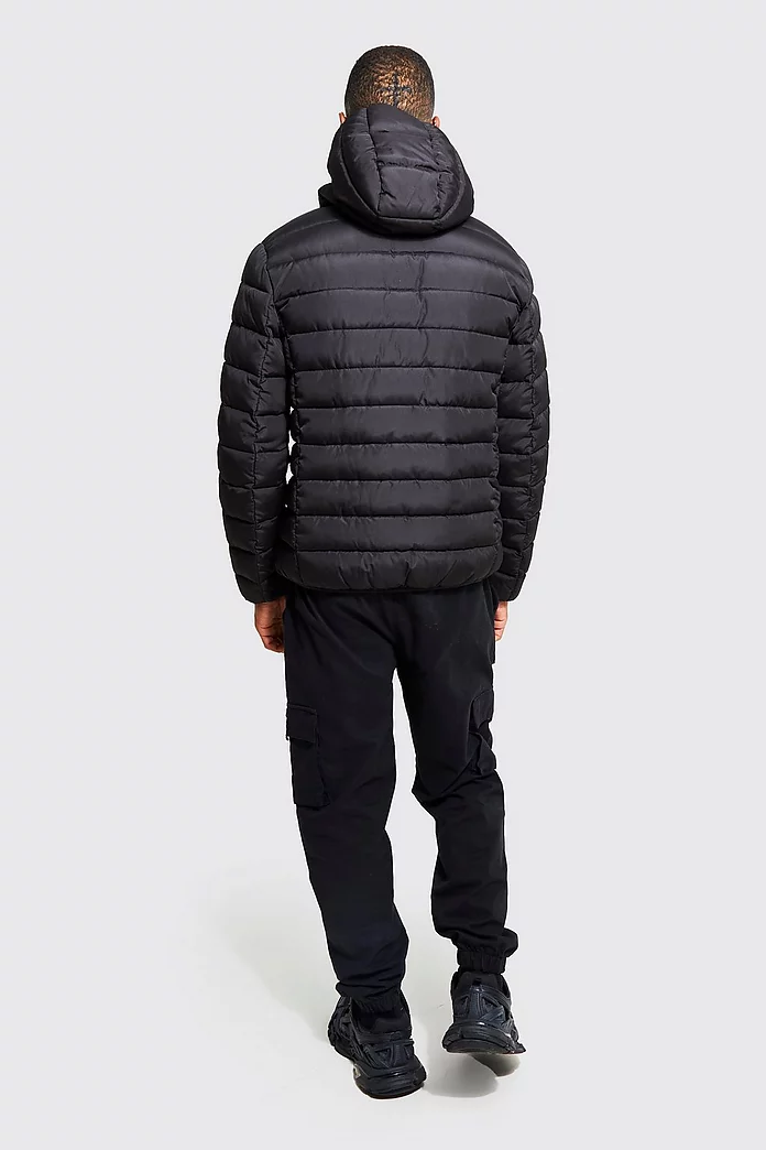 Quilted Zip Through Jacket With Hood | boohooMAN USA Quilted Zip Through Jacket With Hood | boohooMAN USA