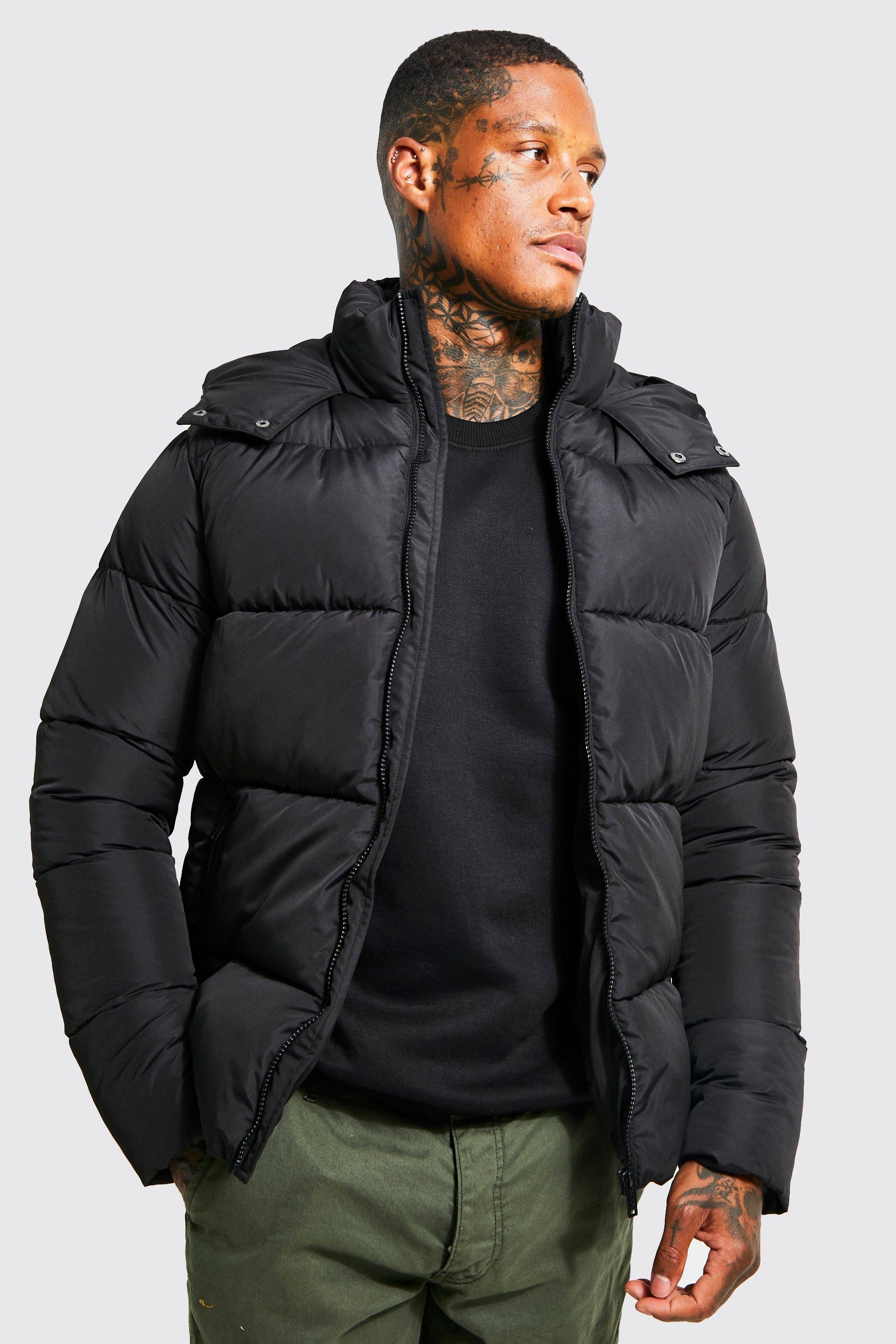 Boohooman black puffer jacket online