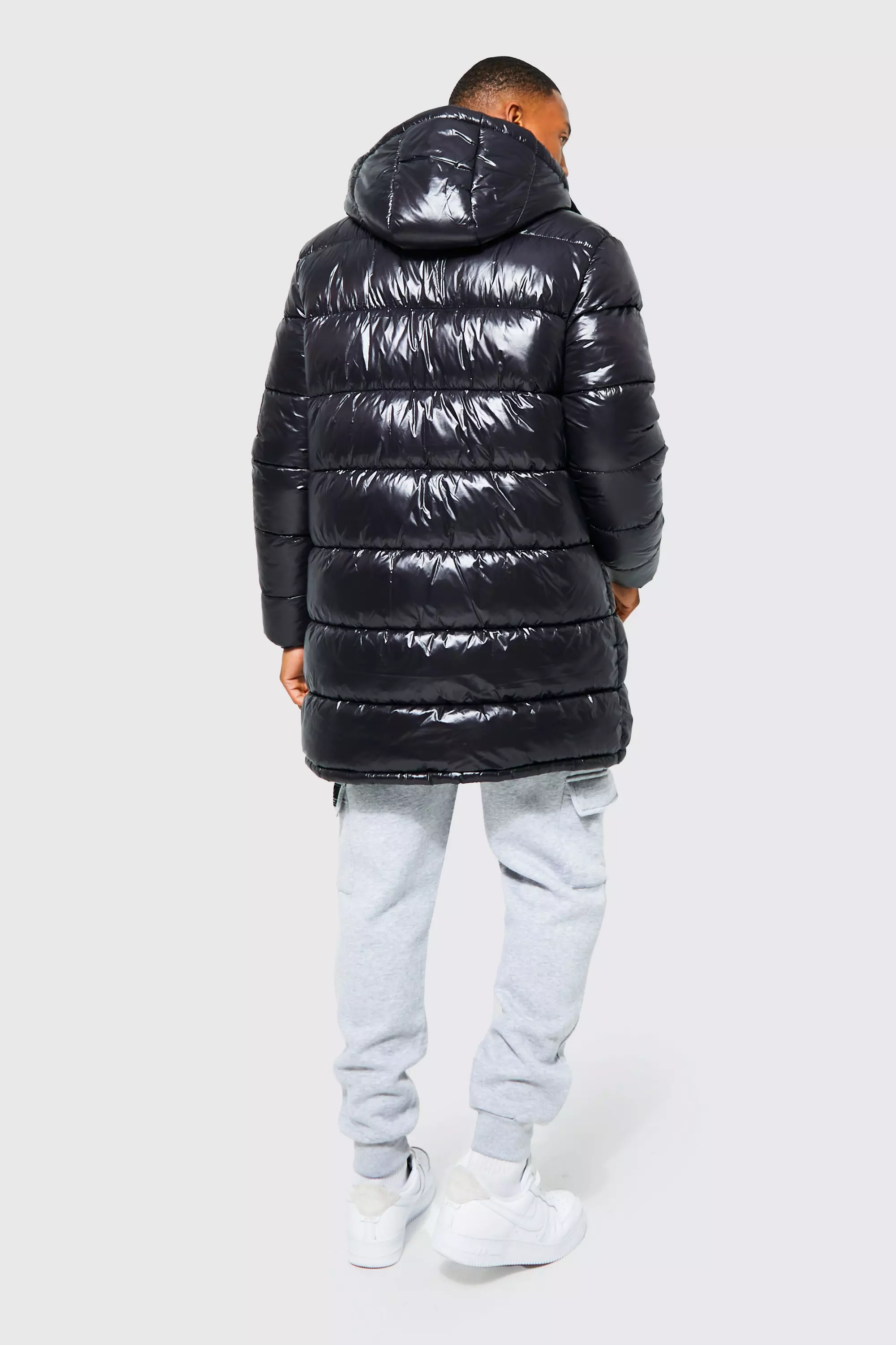 Parka longue à capuche brillante, Black autre image